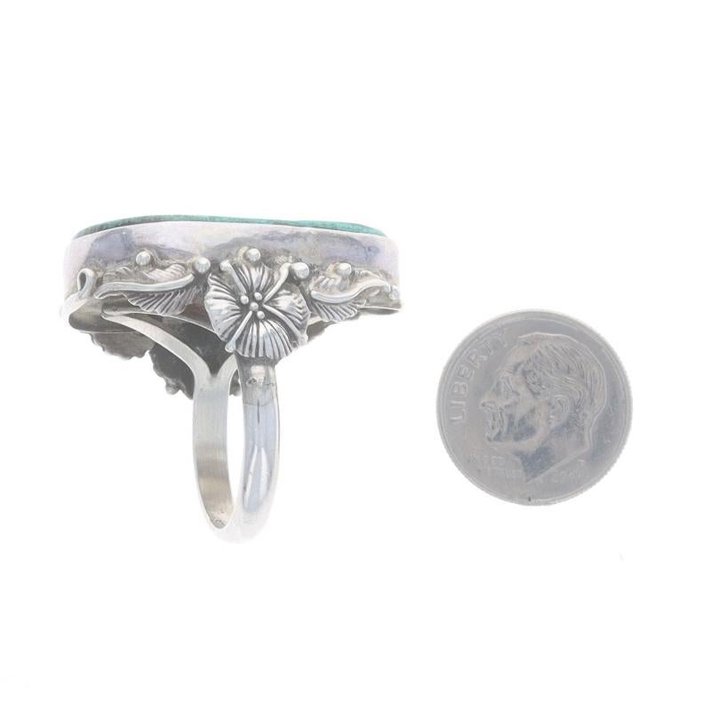 Native American Carol Felley Navajo Azurite Malachite CocktailSolitaire Ring 925 For Sale 1