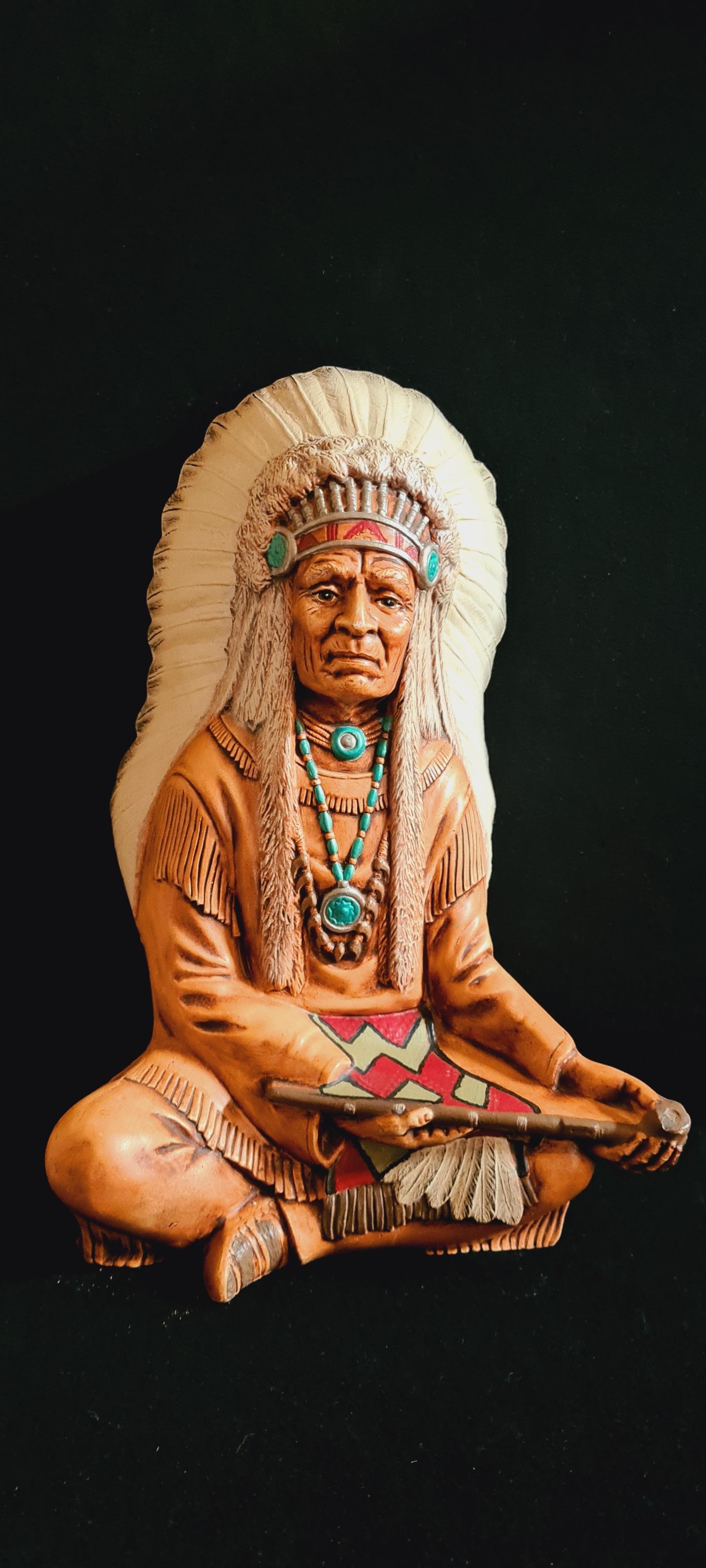 Beautiful Native American ceramic sculpture with elaborate details. A superb home decor item.