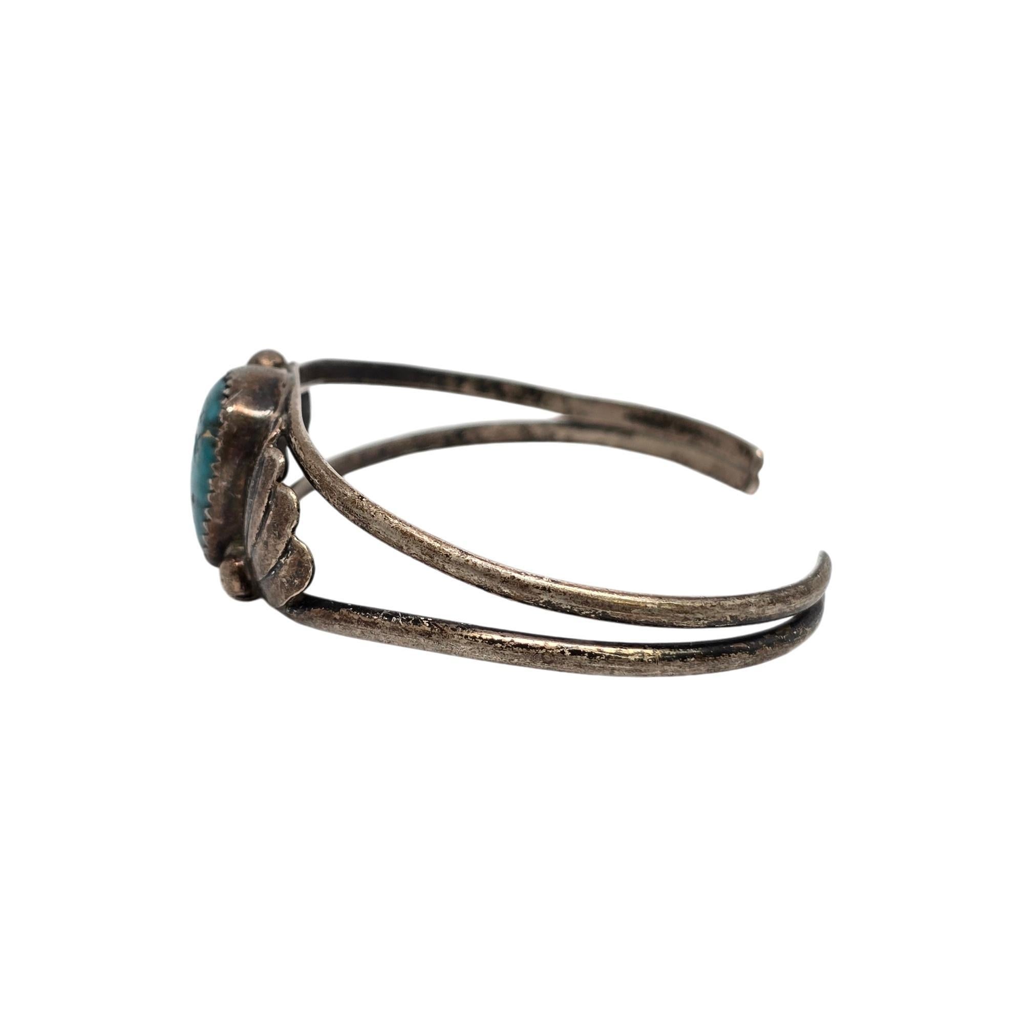 Cabochon Native American Chee Sterling Silver Turquoise Cuff Bracelet #19105 For Sale