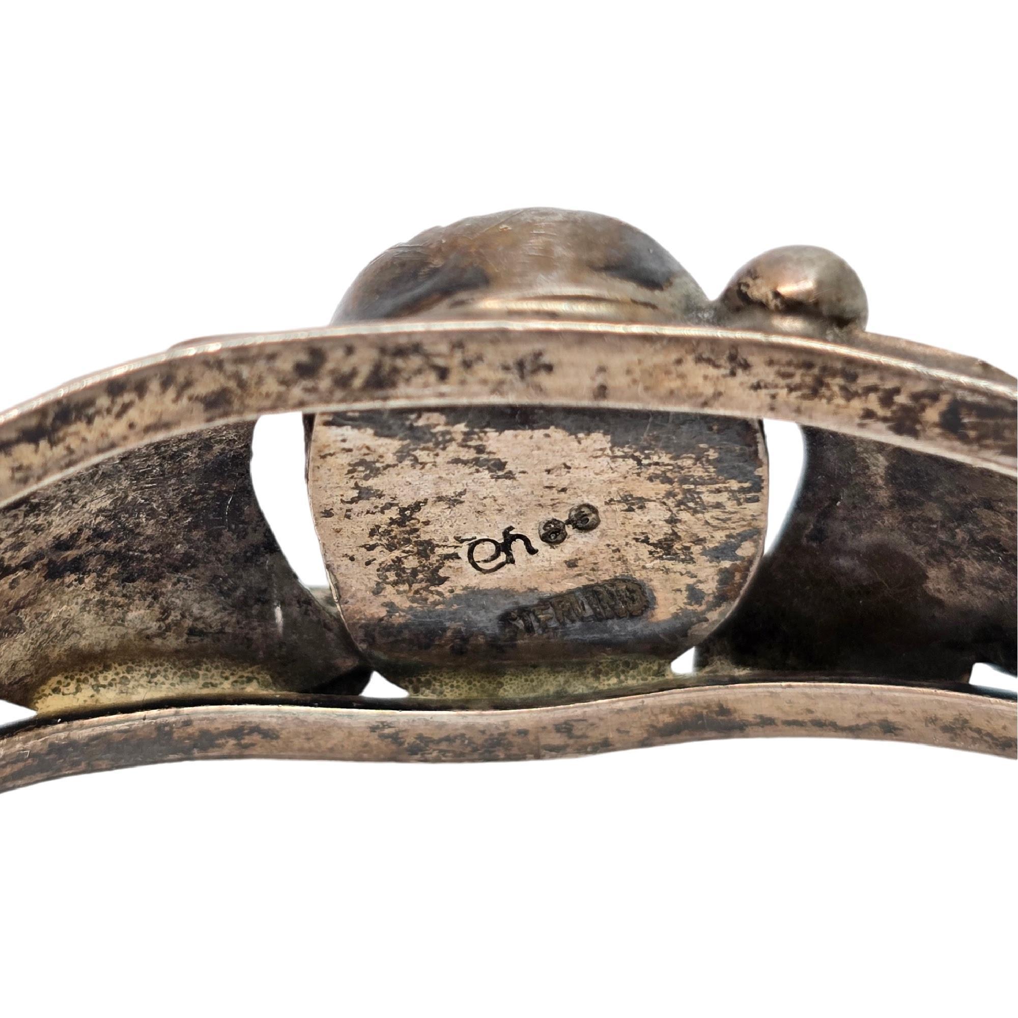 Native American Chee Sterling Silver Turquoise Cuff Bracelet #19105 For Sale 3