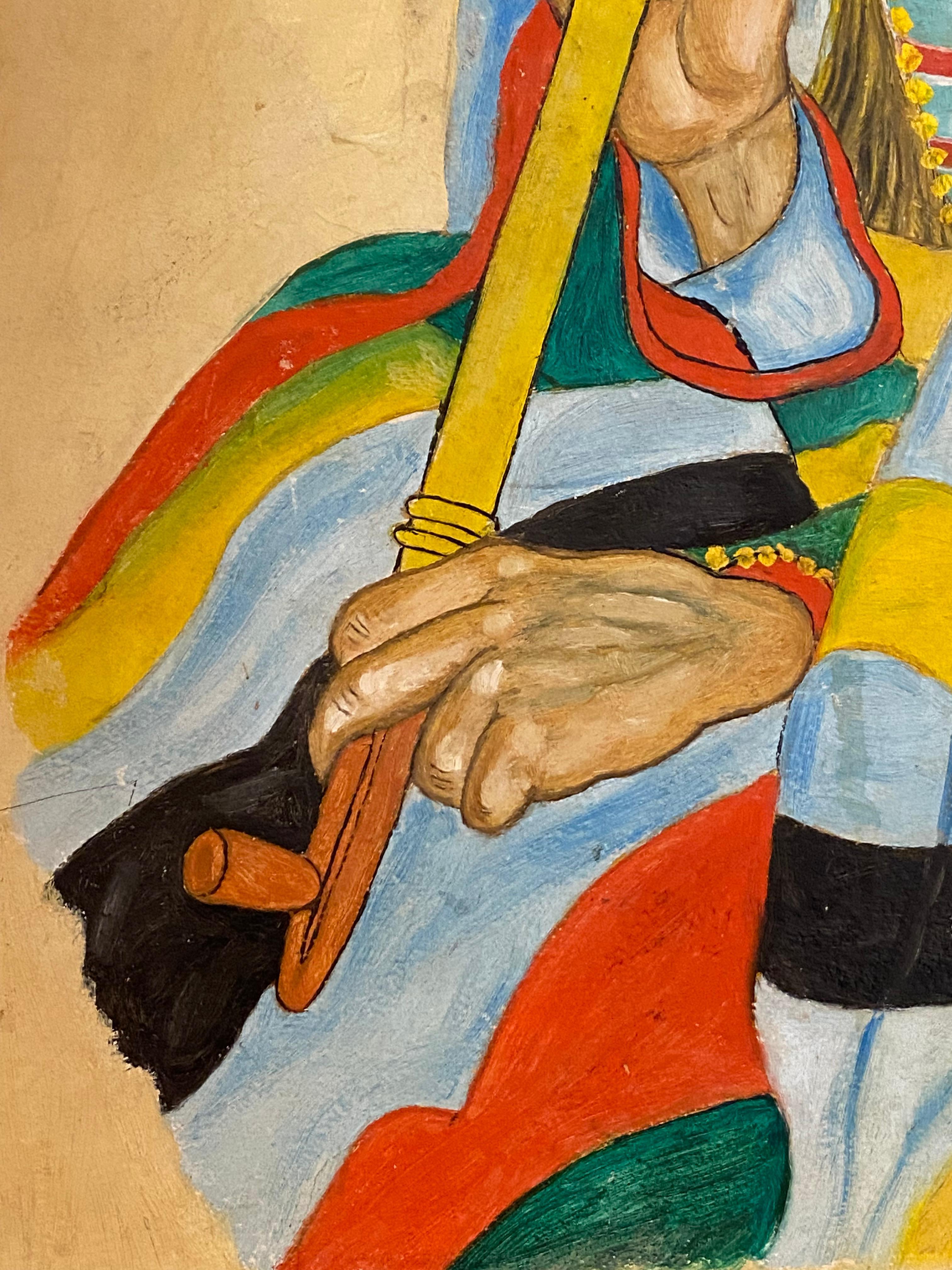 Pintura de un cacique nativo americano a la manera de Winold Reiss 1