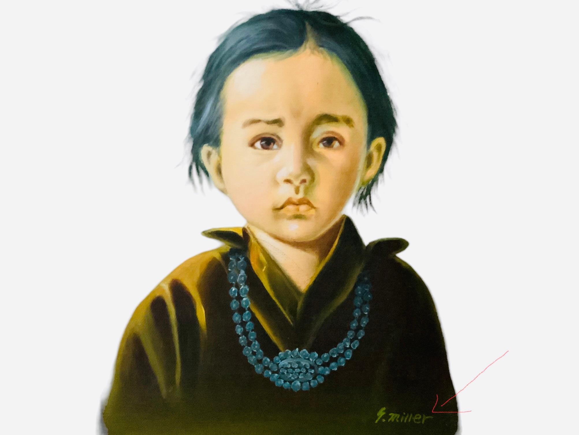 Native American Child Painting In Good Condition For Sale In Guaynabo, PR