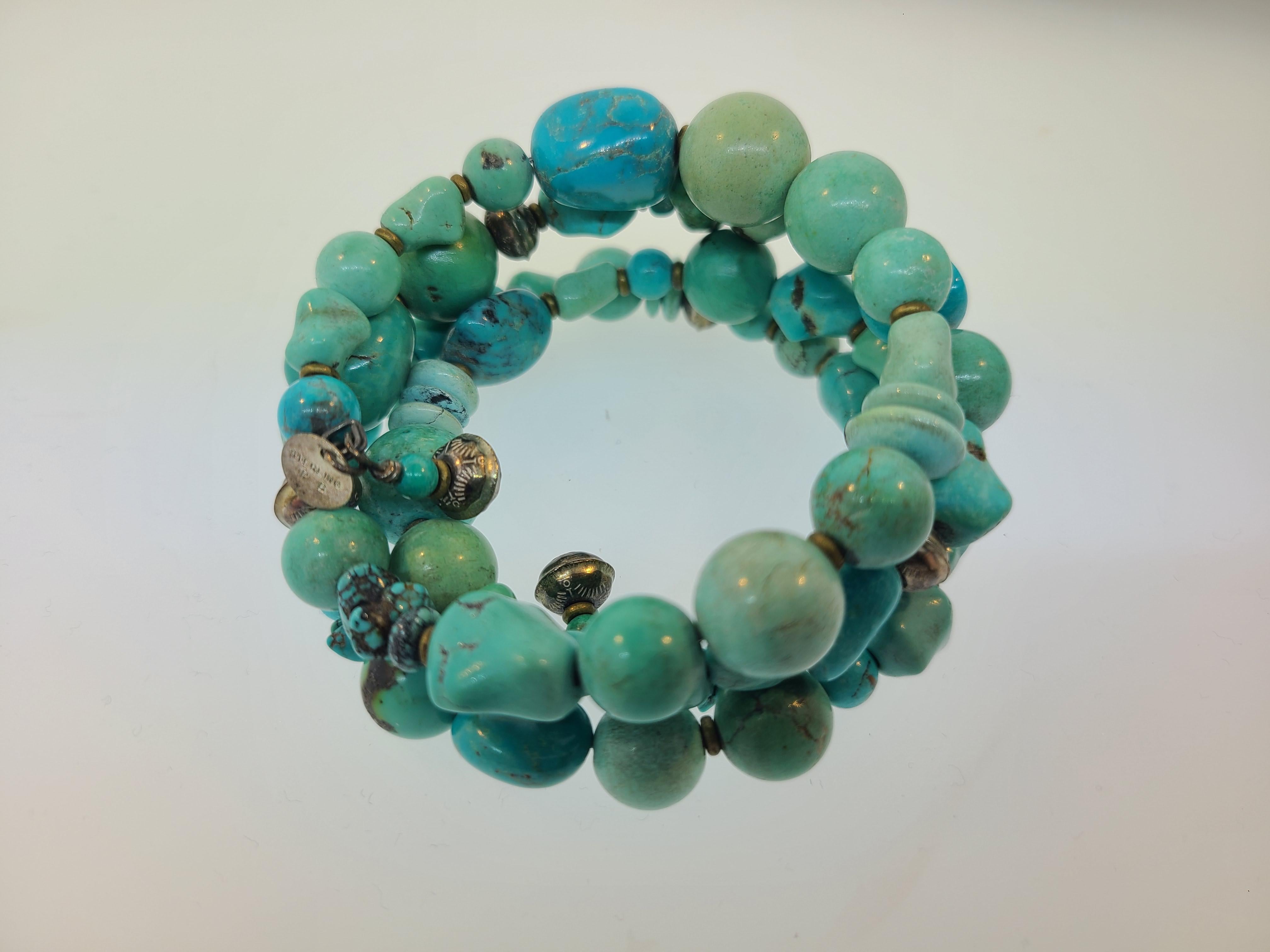 Native American Chunky Turquoise Wrap Bracelet (Indigene Kunst (Nord-/Südamerika))
