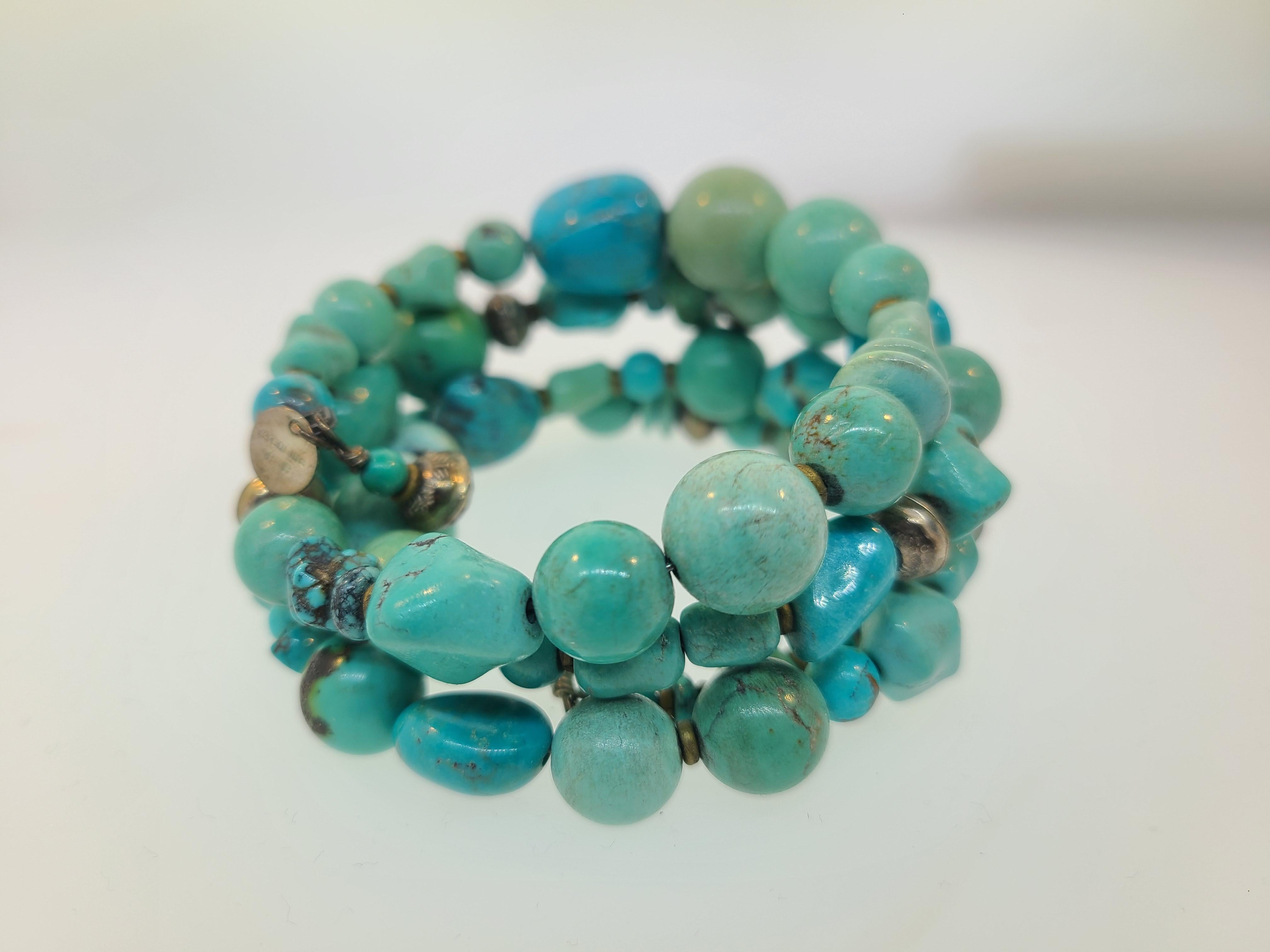Native American Chunky Turquoise Wrap Bracelet (Gemischter Schliff)