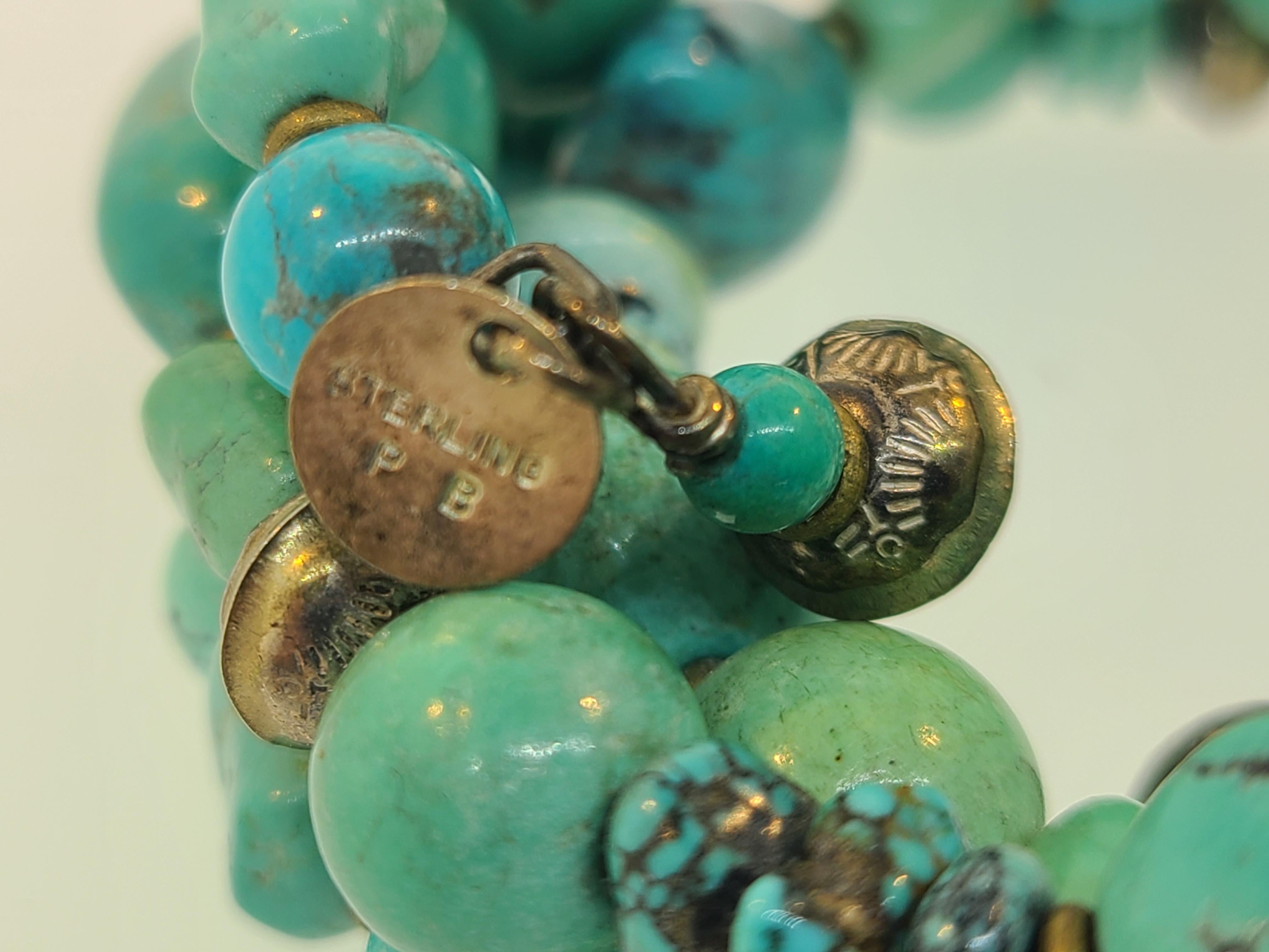 Native American Chunky Turquoise Wrap Bracelet im Zustand „Gut“ in Endwell, NY