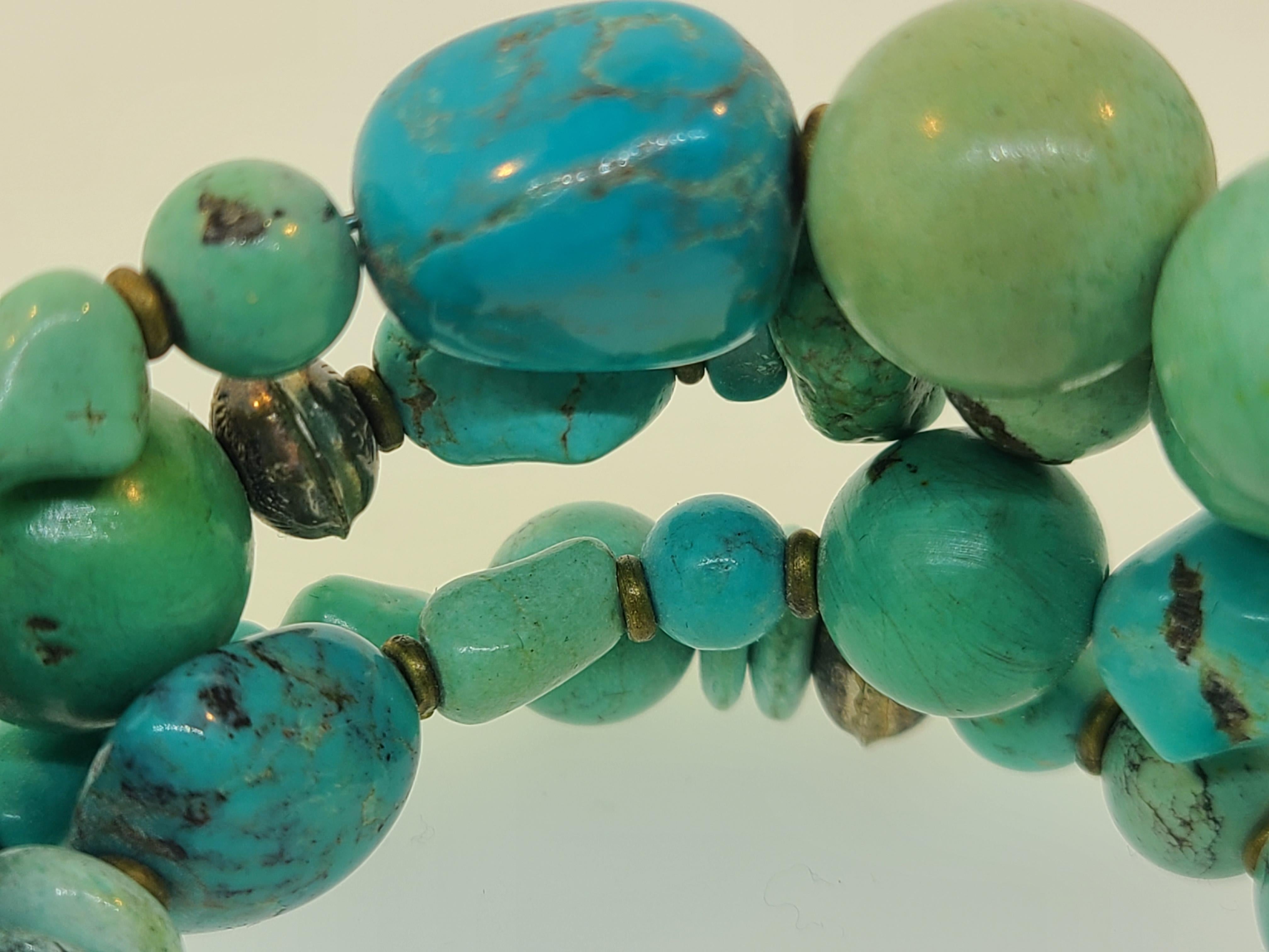 Native American Chunky Turquoise Wrap Bracelet 1