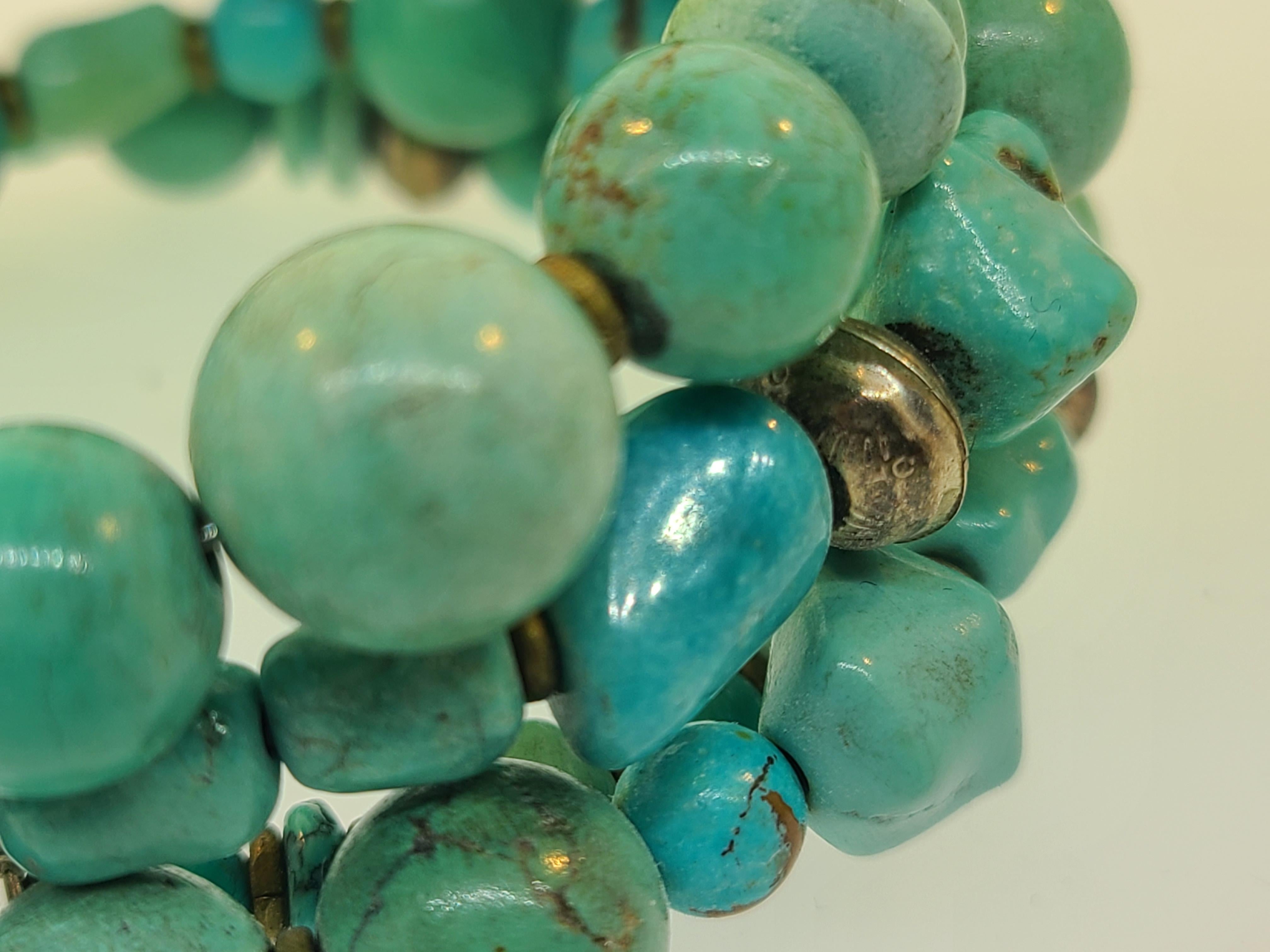 Native American Chunky Turquoise Wrap Bracelet 2