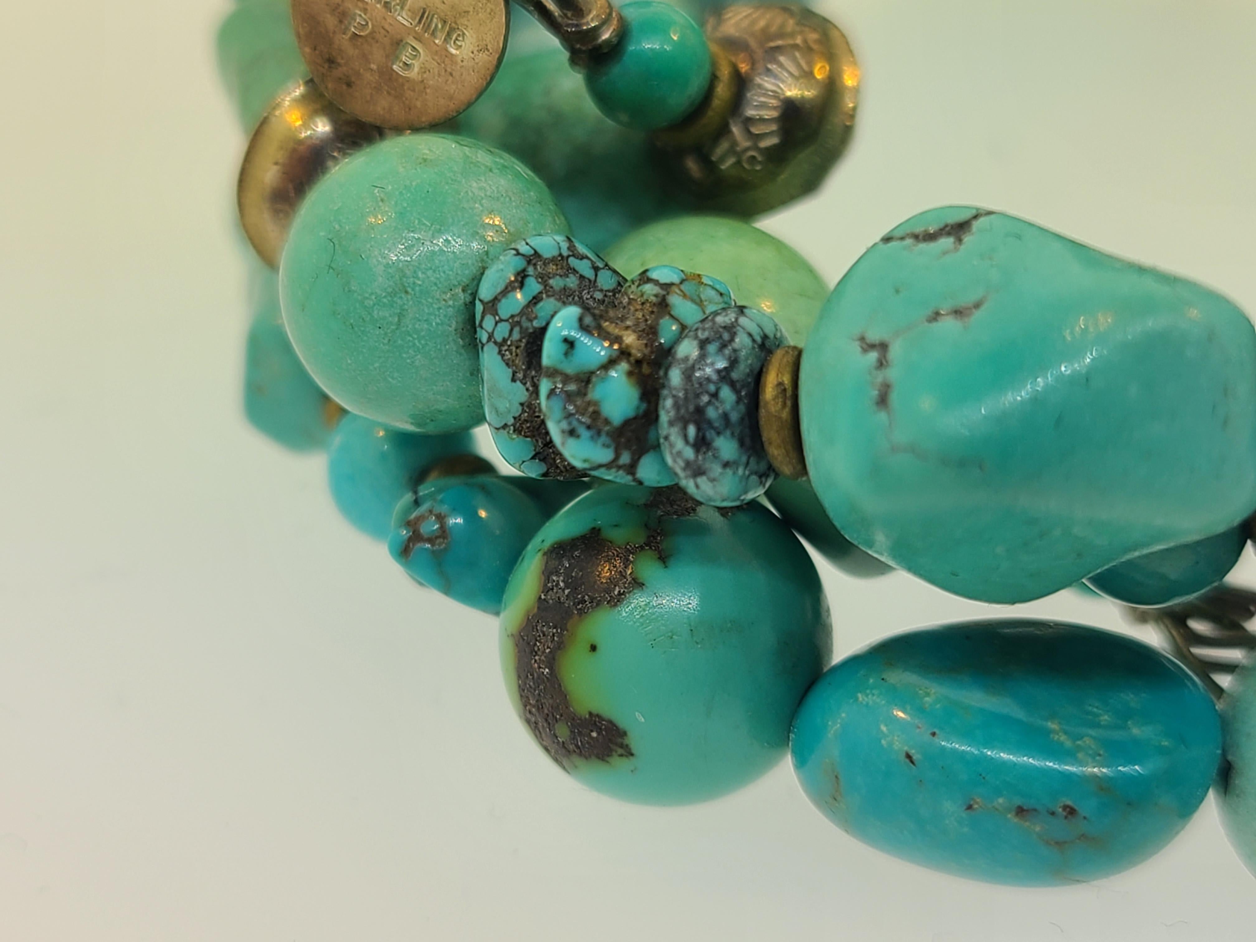 Native American Chunky Turquoise Wrap Bracelet 3