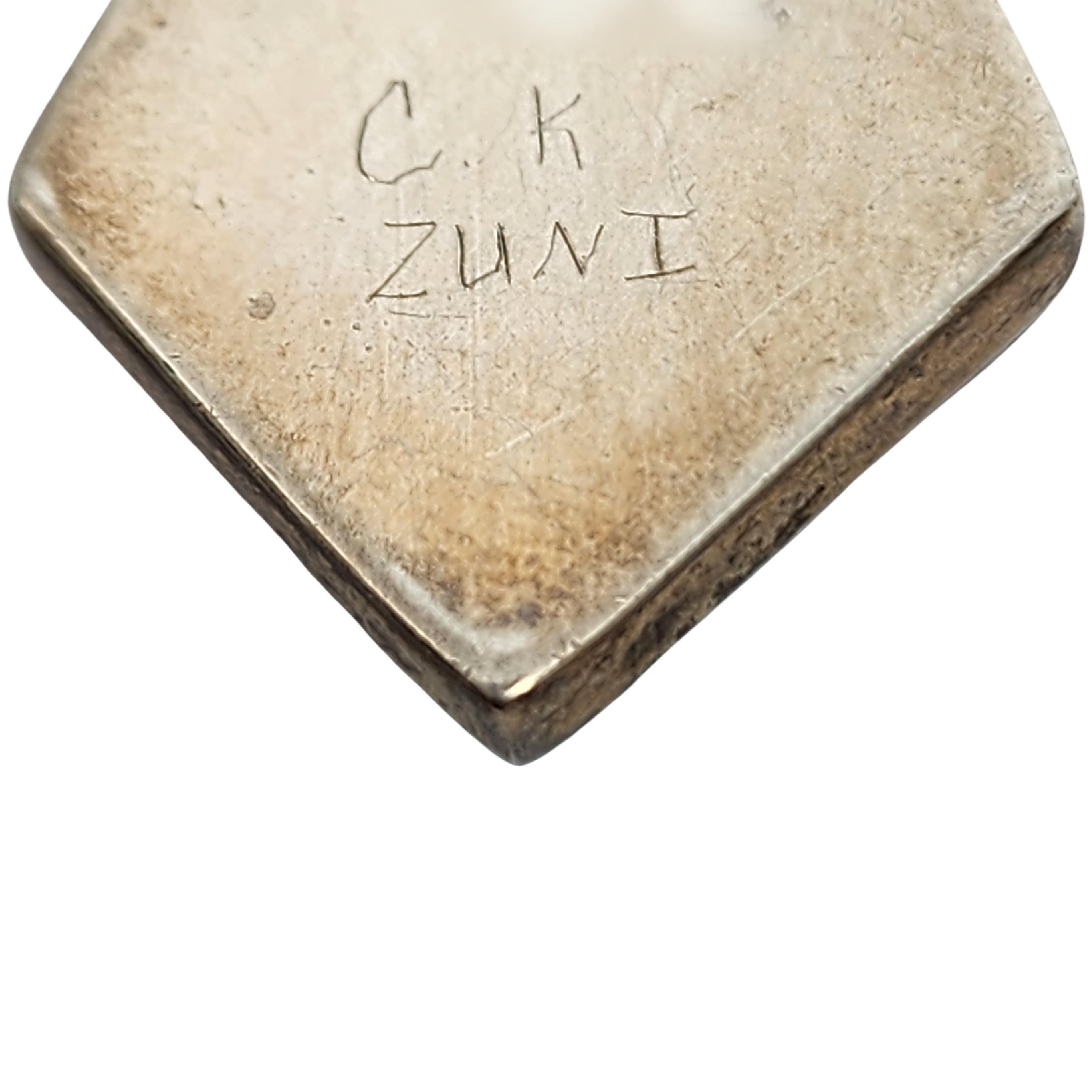 Women's Native American CK Zuni Sterling Silver Multi Stone Inlay Pendant #16149 For Sale