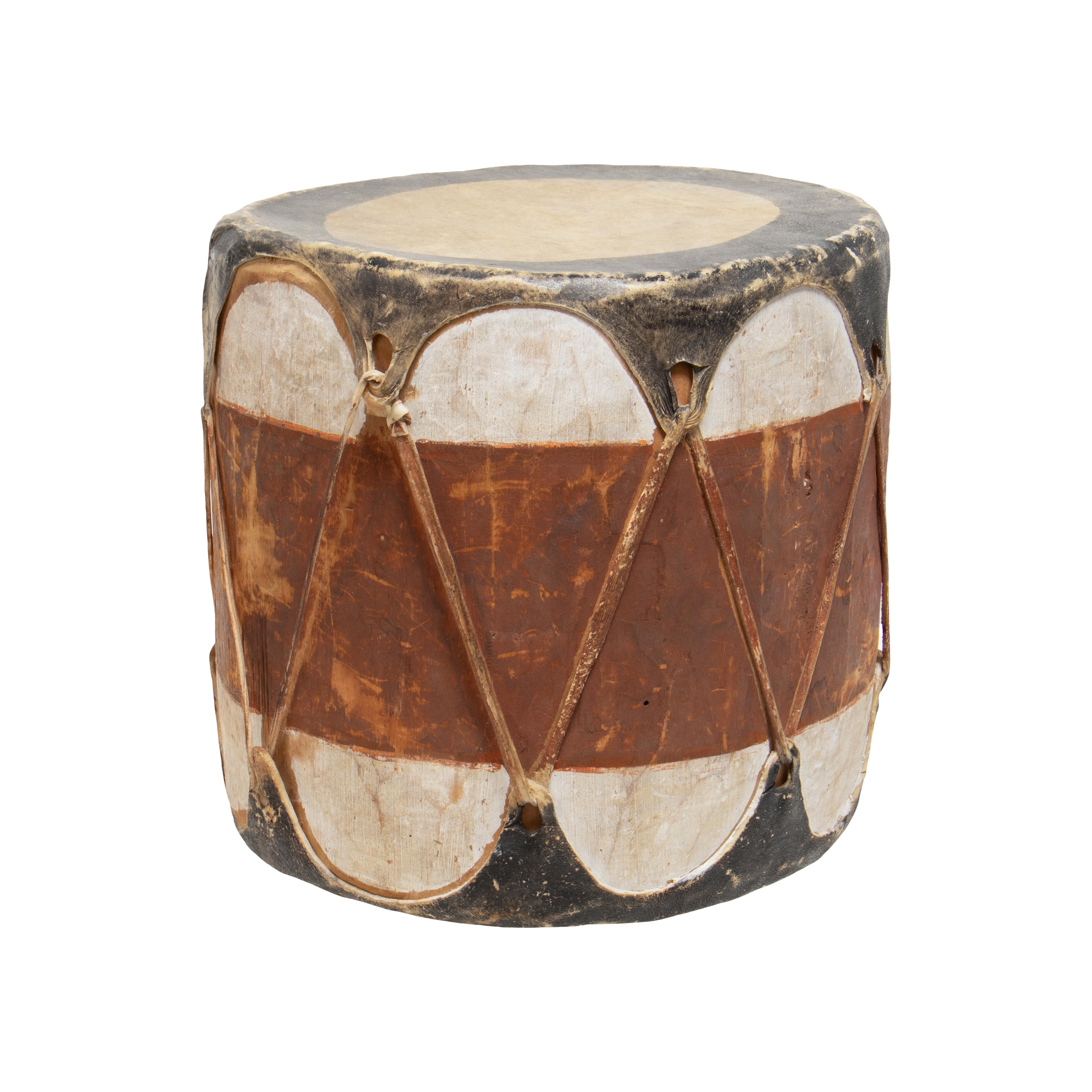 Wood Native American Cochiti Painted Drum For Sale