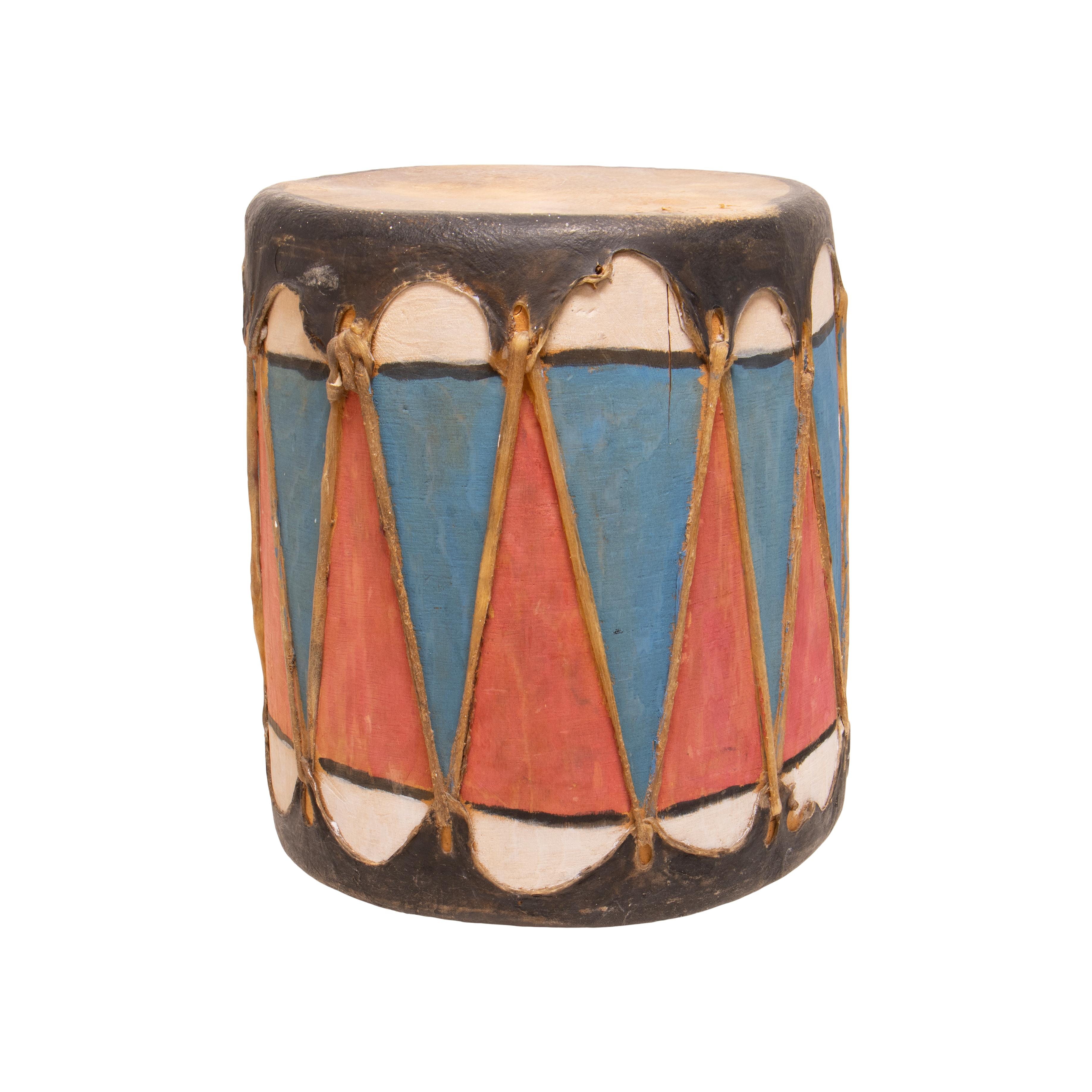 Wood Native American Cochiti Painted Drum For Sale