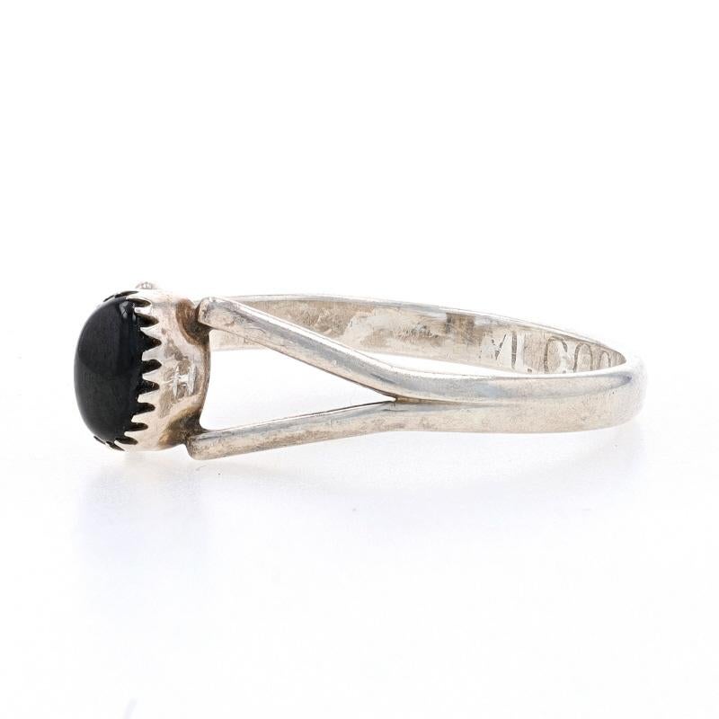 Native American Coonsis Zuni Onyx Solitaire Ring - Sterling Silver 925 In Excellent Condition In Greensboro, NC