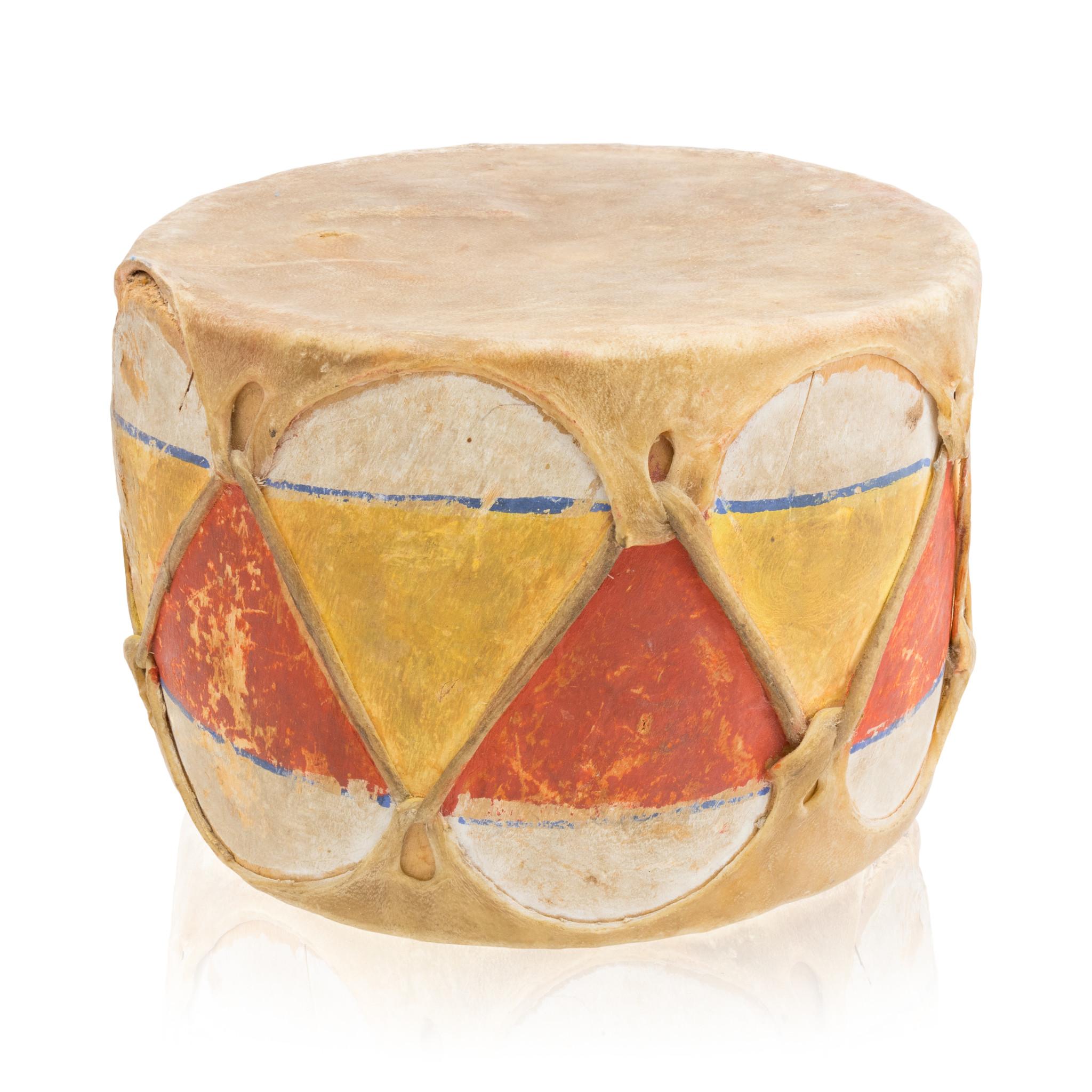 Native American Cottonwood Pueblo Drum In Good Condition For Sale In Coeur d'Alene, ID