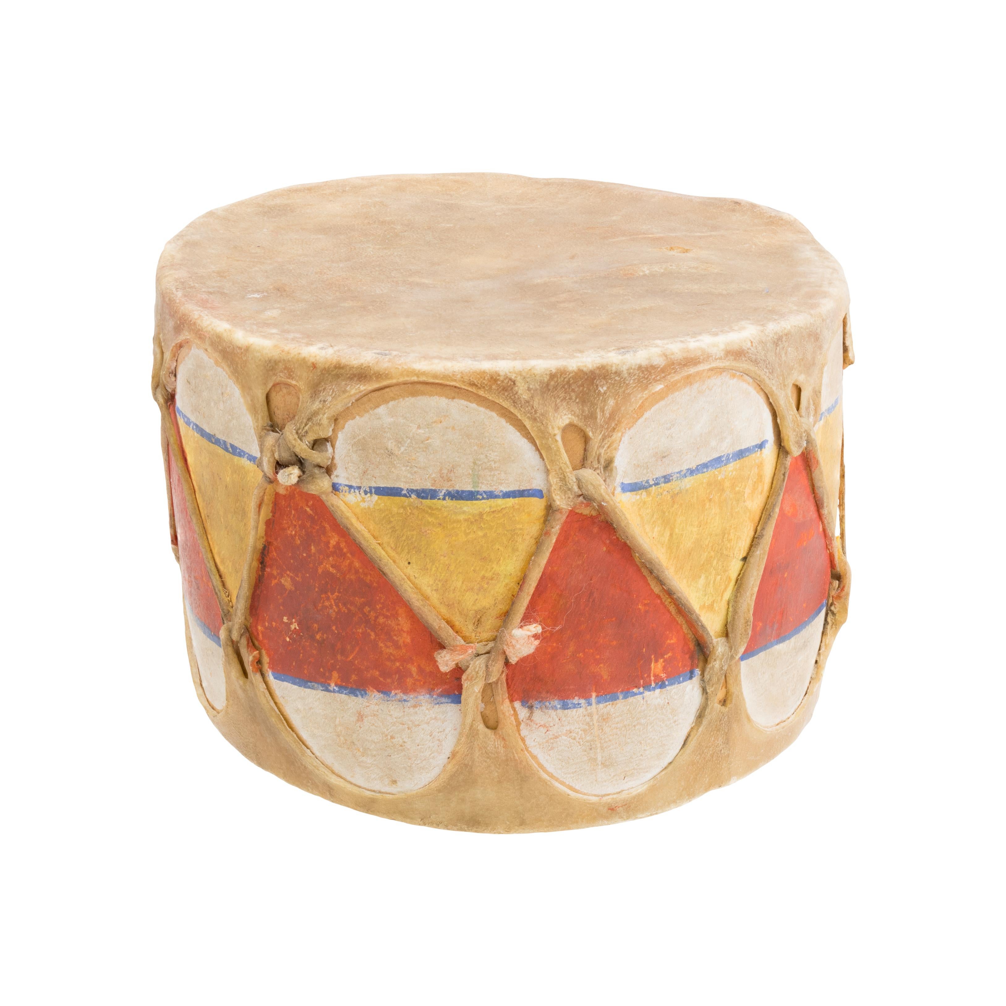Hide Native American Cottonwood Pueblo Drum For Sale