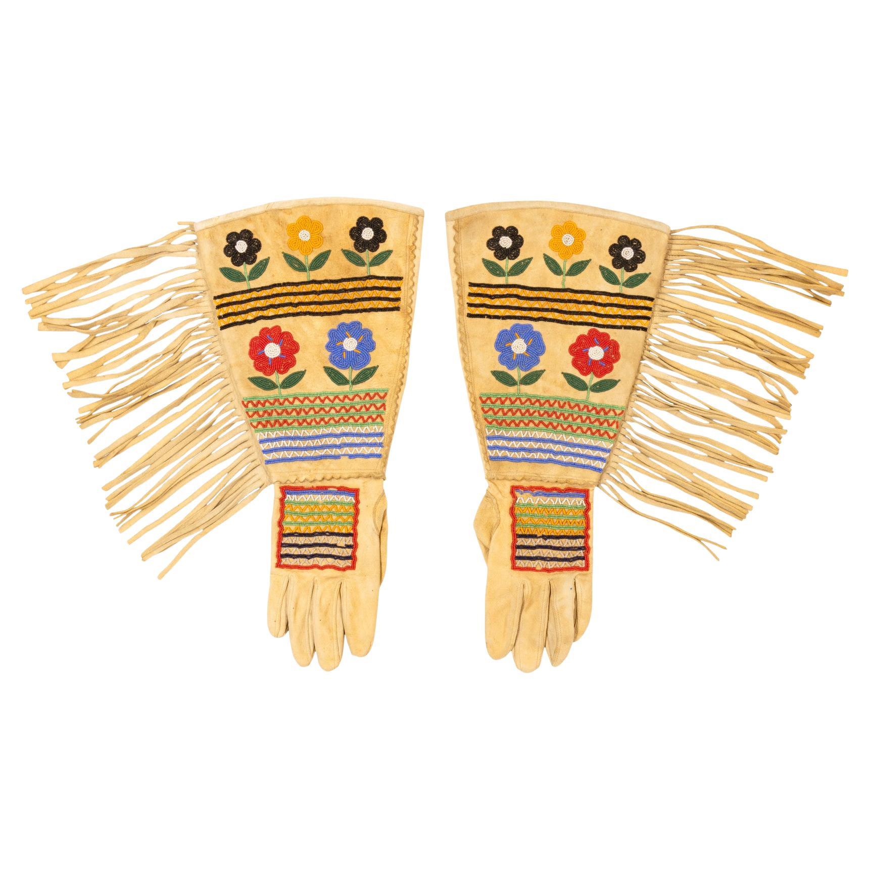 Native American Cree  Beaded Gauntlets