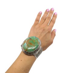Native American Cuff Bracelet Sterling Silver Turquoise