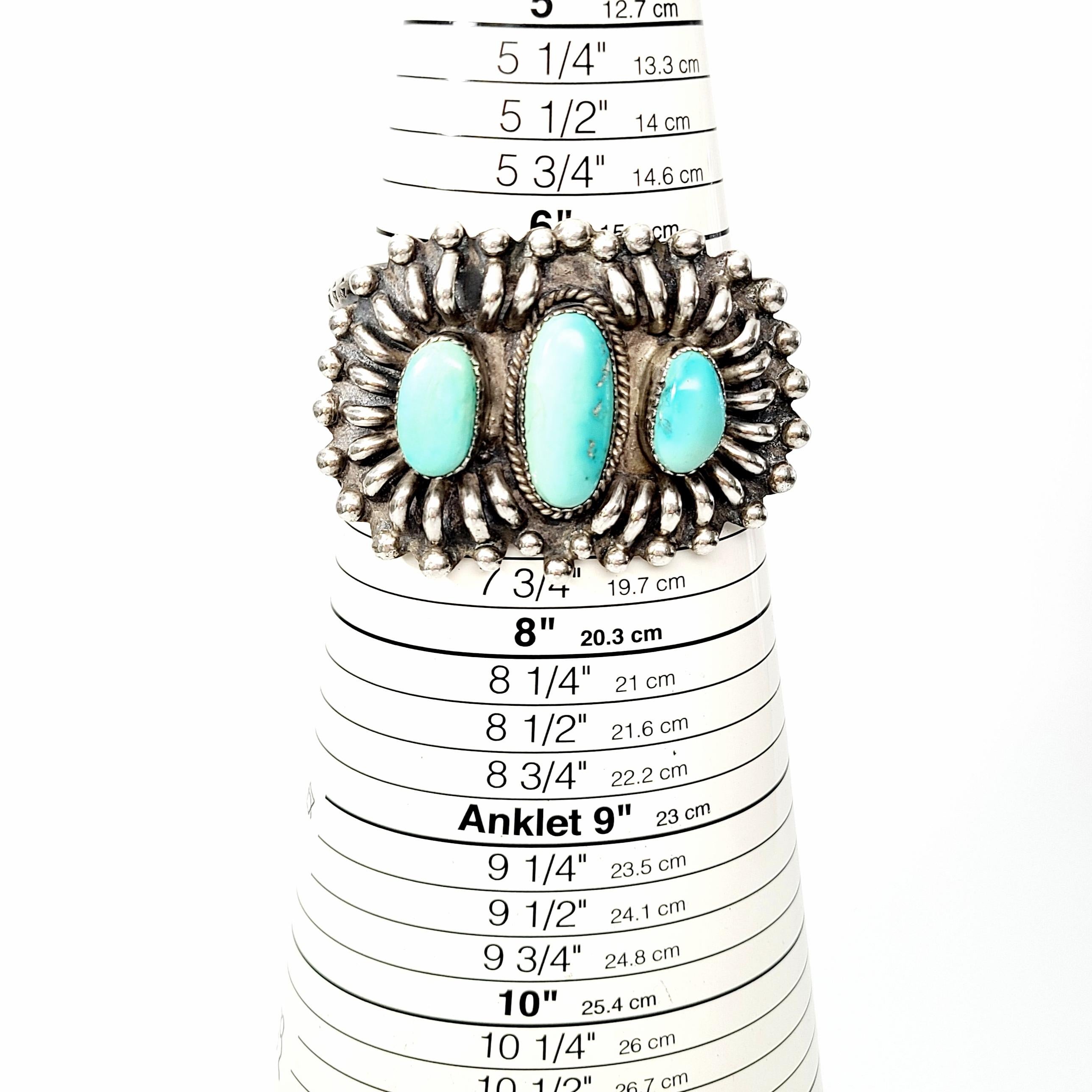 Native American Daisy M Tsosie Large Sterling Silver Turquoise Cuff Bracelet 7