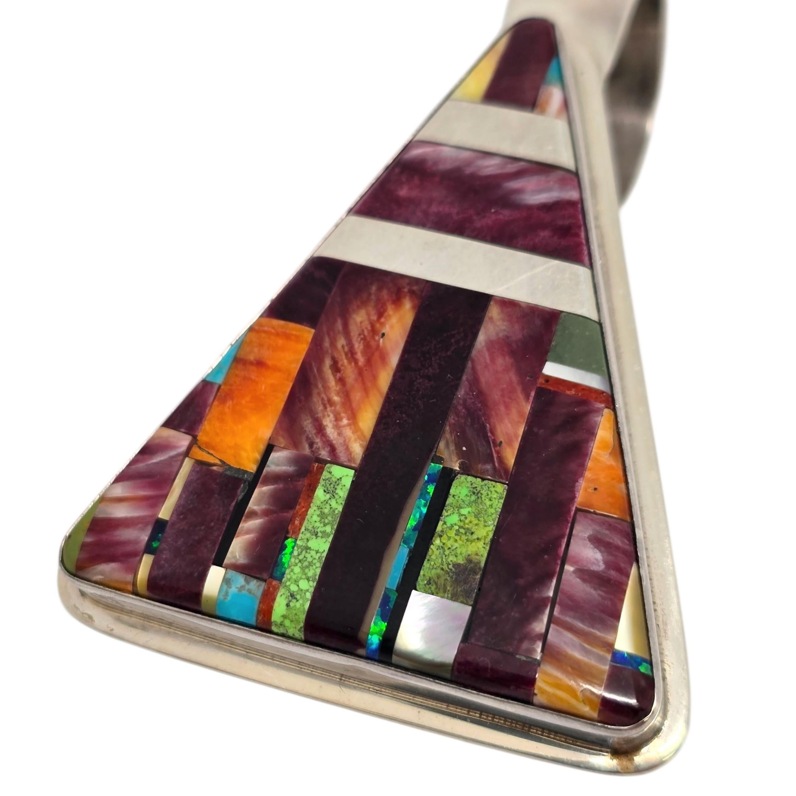 Ciondolo con intarsio di pietre multiple del nativo americano Daniel Coriz in argento sterling #23593 in vendita 1