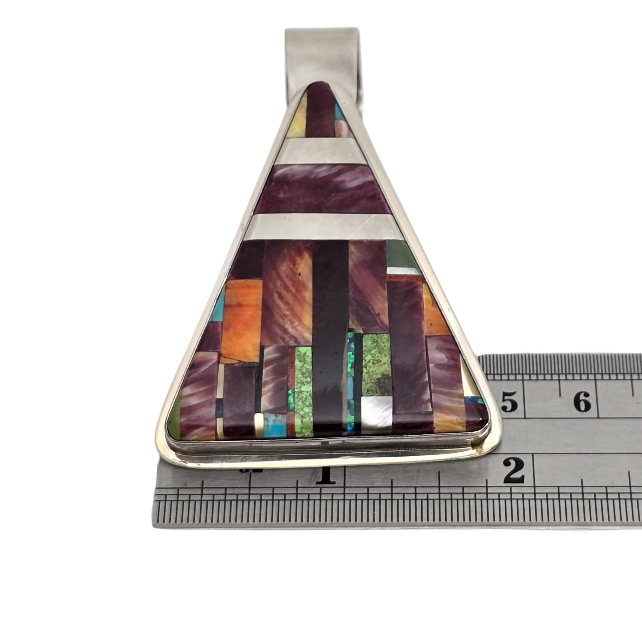 Ciondolo con intarsio di pietre multiple del nativo americano Daniel Coriz in argento sterling #23593 in vendita 3