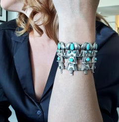 Native American DC Thomas 1970 Navajo Bracelet Cuff  925 Sterling With Turquoise