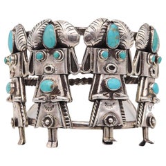 Native American DC Thomas 1970 Navajo Bracelet Cuff 925 Sterling With Turquoise