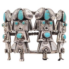 Native American DC Thomas 1970 Navajo Bracelet Cuff  925 Sterling With Turquoise