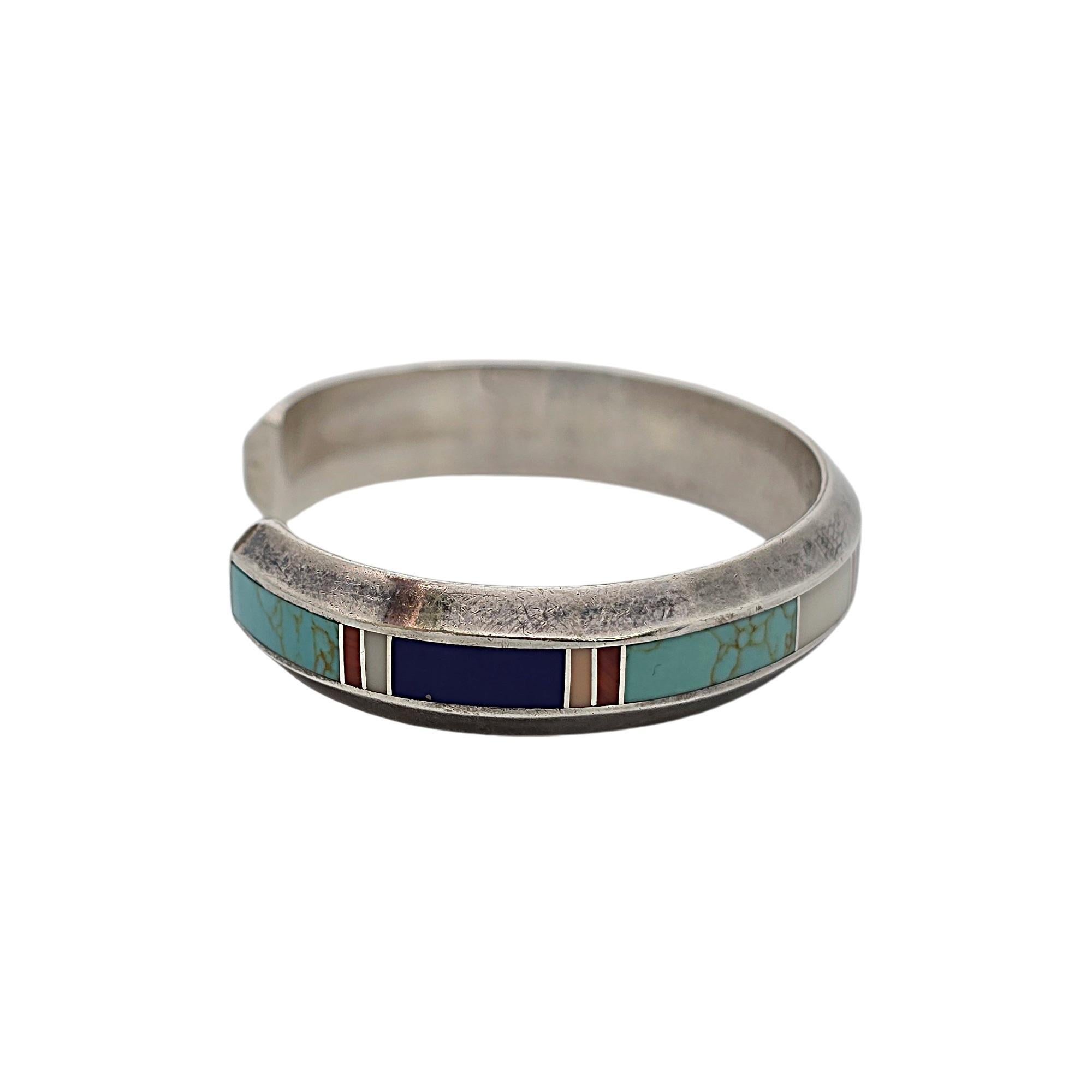 Women's Native American Donald Douglas Sterling Silver Inlay Cuff Bracelet #19102