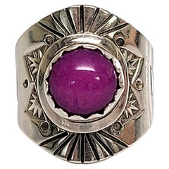 Native American E Bahe Sterling Silver Pink Cabochon Ring