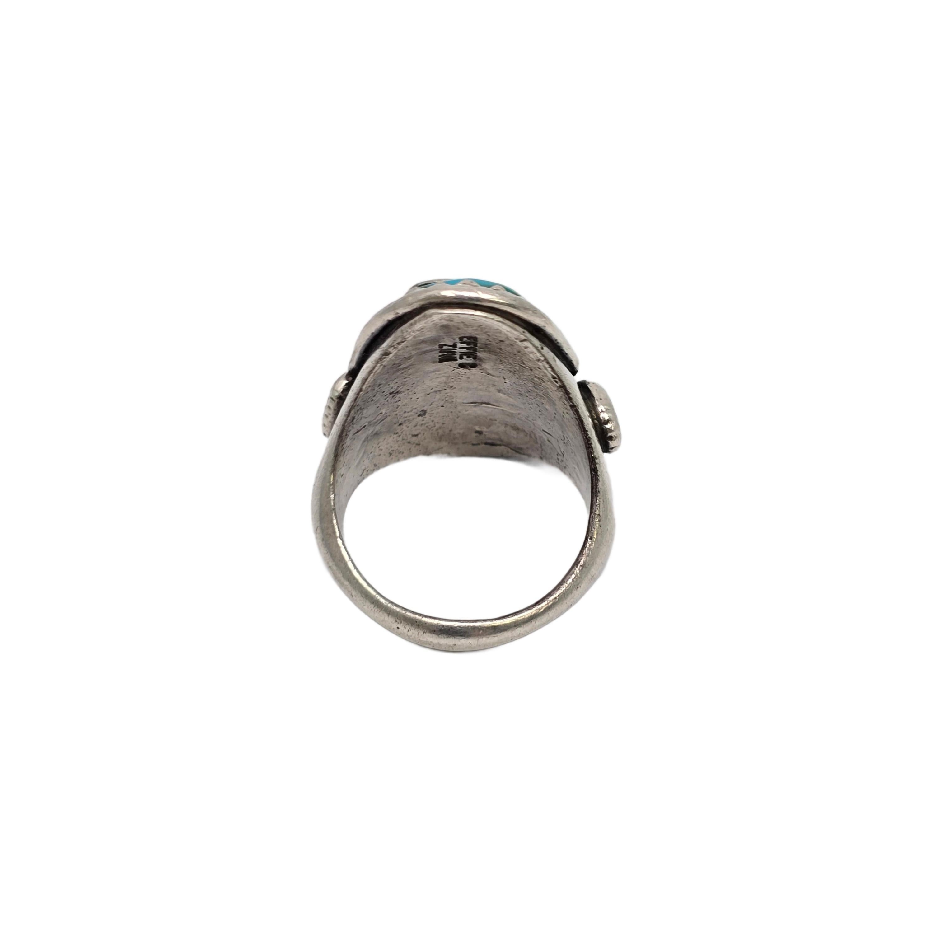 Cabochon Native American Effie Calavaza Silver Turquoise Snake Ring Size 11 #19867