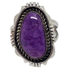 Native American Evelyn Spencer Sterling Silver Sugilite Ring Size 7 3/4 #19869