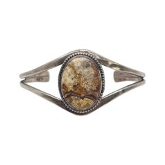 Native American Floyd Namingha Lomakuyvaya Sterling Silver Lace Agate Cuff 19108