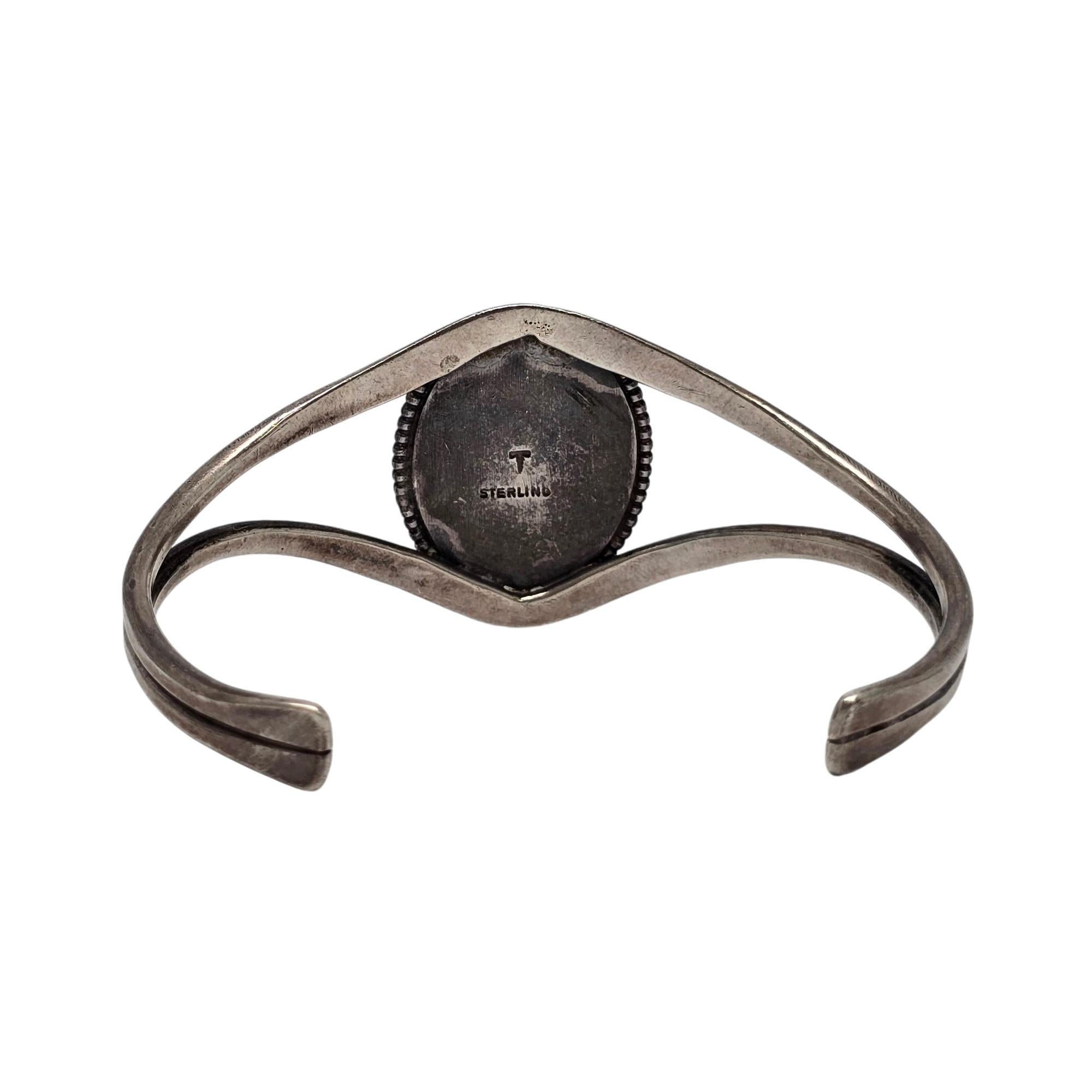 Brazalete de ágata de encaje de plata de ley Floyd Namingha Lomakuyvaya 19108 Cabujón en venta
