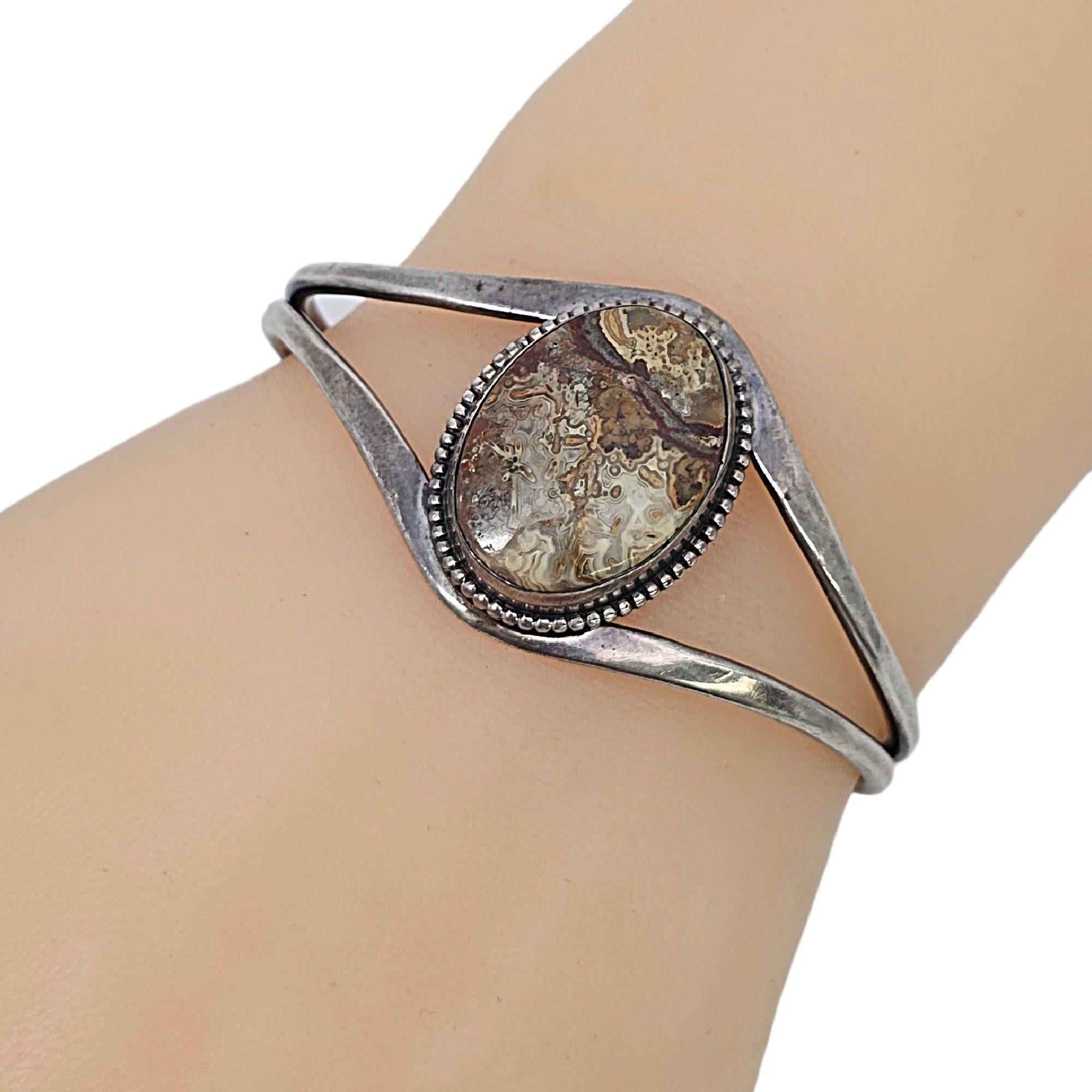 Brazalete de ágata de encaje de plata de ley Floyd Namingha Lomakuyvaya 19108 en venta 3