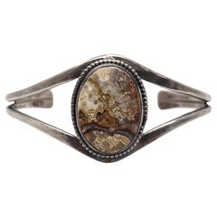 Native American Floyd Namingha Lomakuyvaya Sterling Silver Lace Agate Cuff 19108