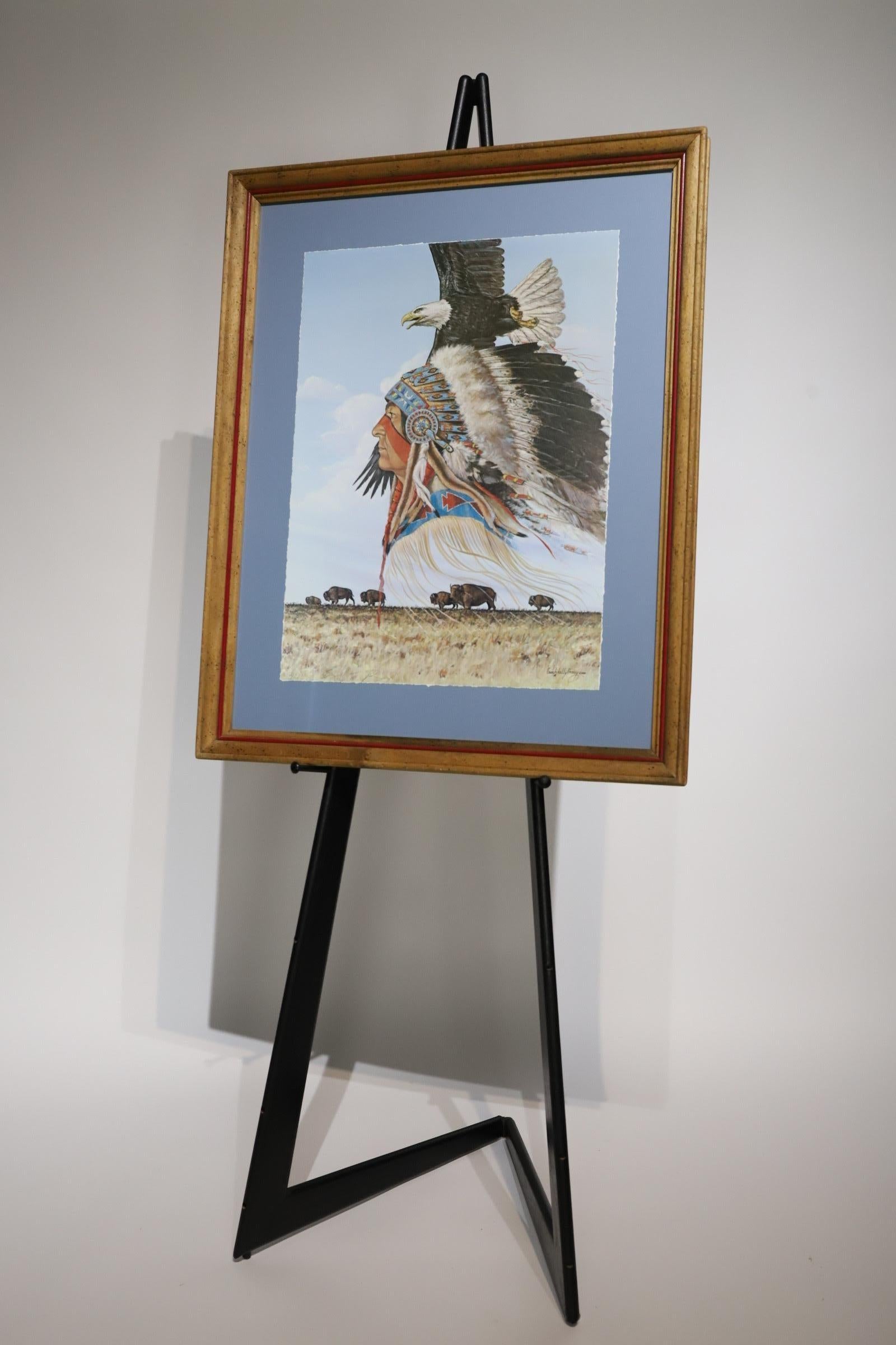 Native American Framed and Signed Print by Enoch Kelly Haney In Good Condition For Sale In Oklahoma City, OK
