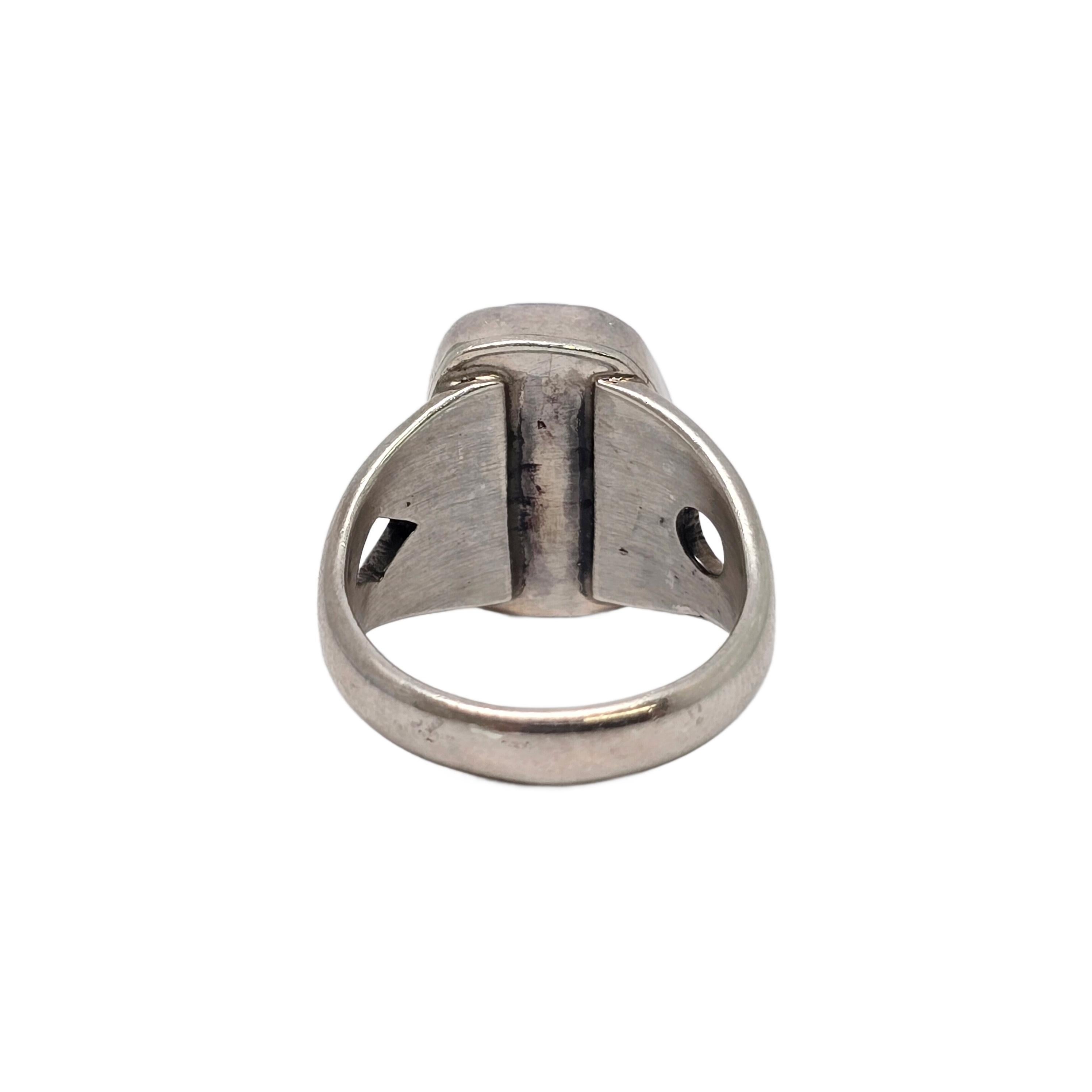 Cabochon Native American Frederick Chavez Sterling Silver Charoite Ring Size 7 1/4 #19870 For Sale