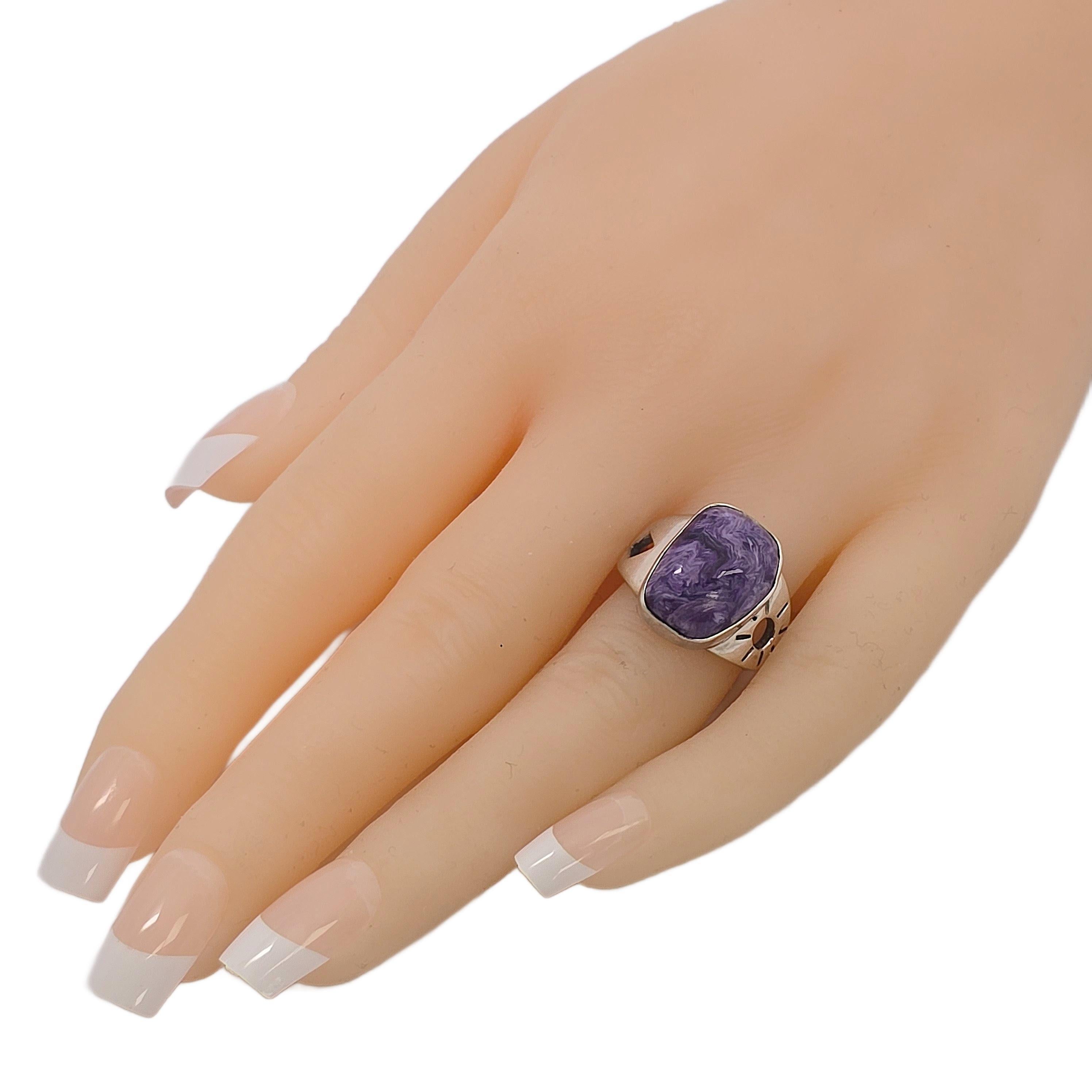 Native American Frederick Chavez Sterling Silver Charoite Ring Size 7 1/4 #19870 For Sale 4