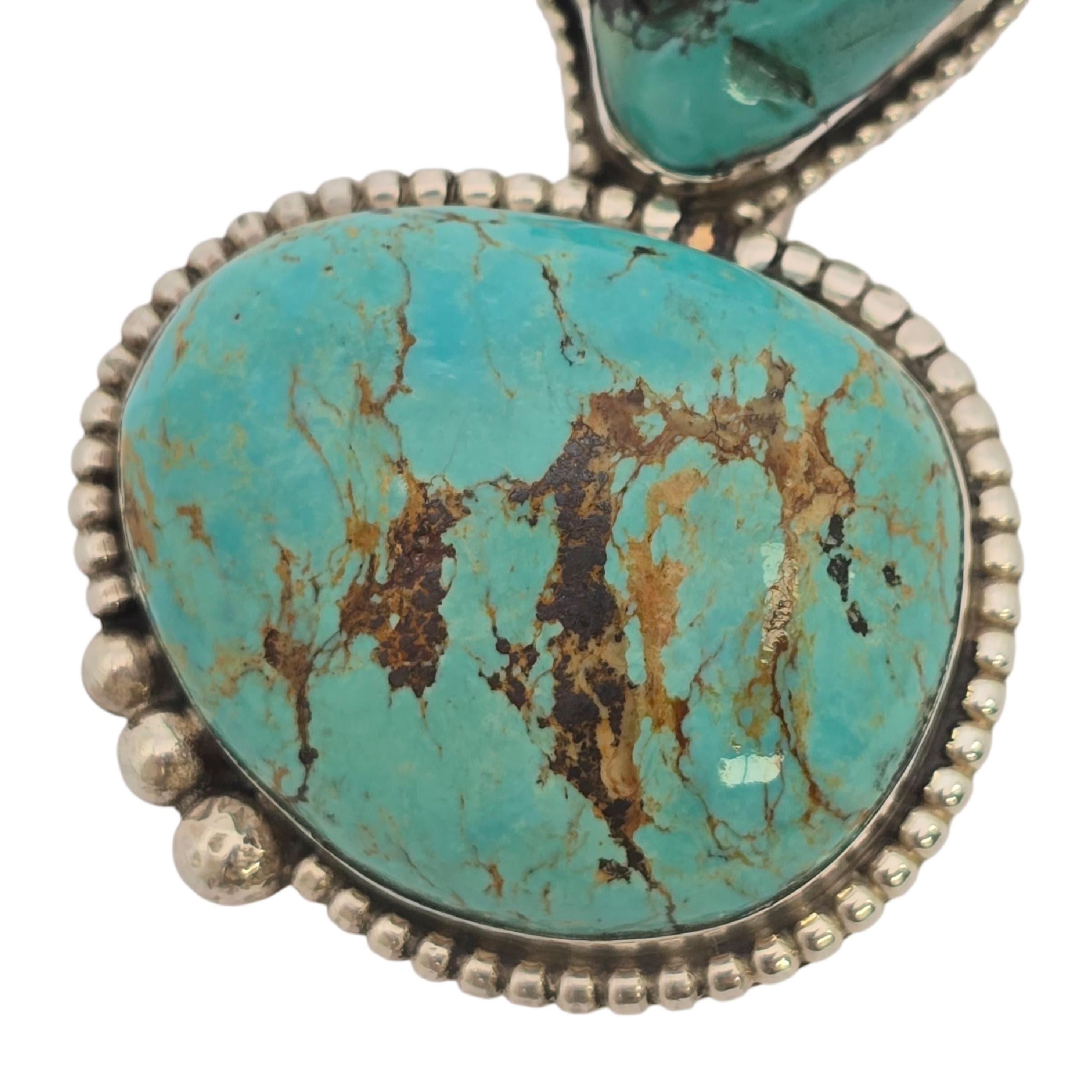 da uomo o donna Ciondolo in turchese d'argento dei nativi americani Gale Self Choctaw #23594 in vendita