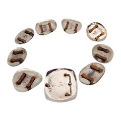 Native American Gale Self Sterling Silver Turquoise Belt Buckle & Conchos #23617