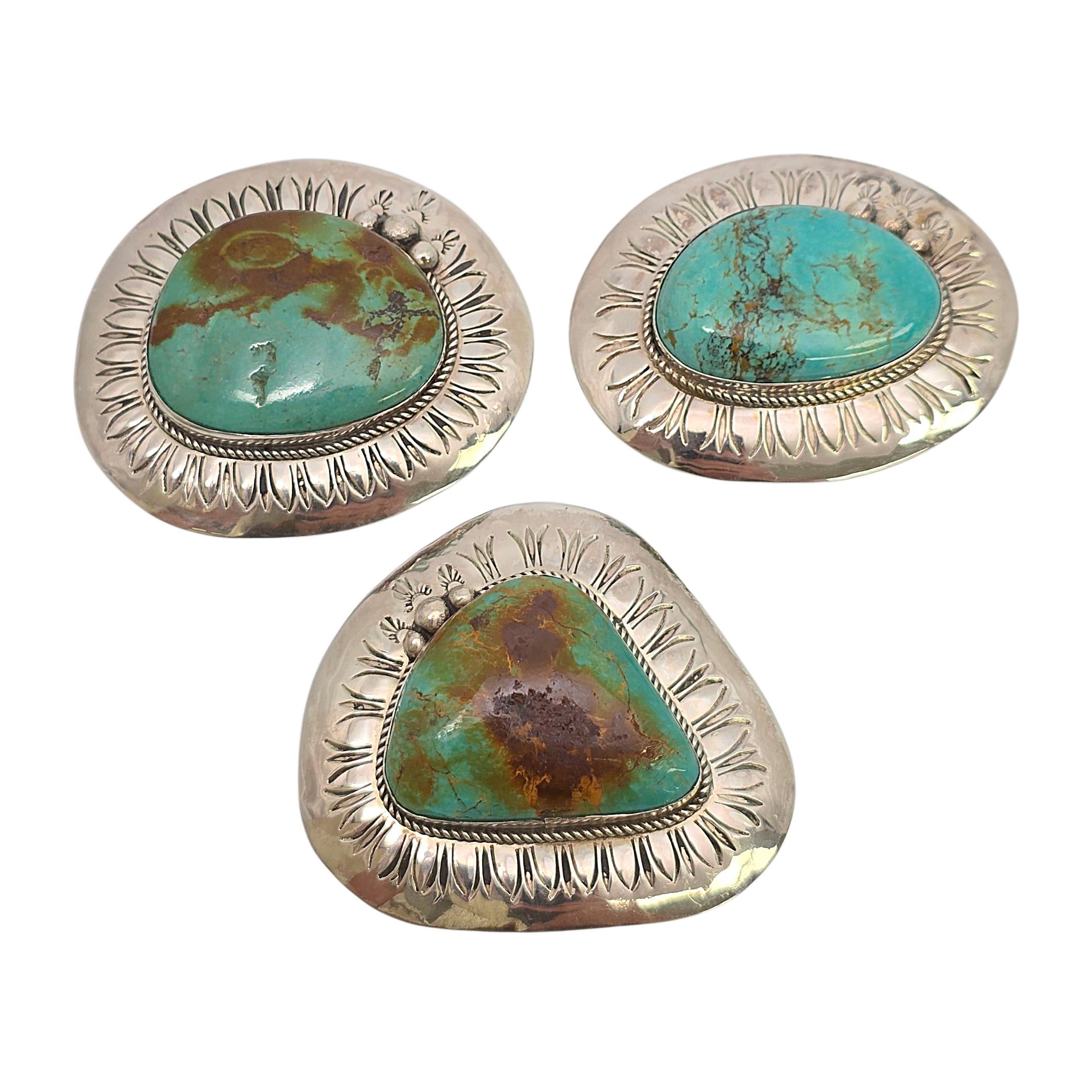 Fibbia da cintura in turchese e conchiglie dei nativi americani Gale Self in argento sterling #23617 In condizioni buone in vendita a Washington Depot, CT