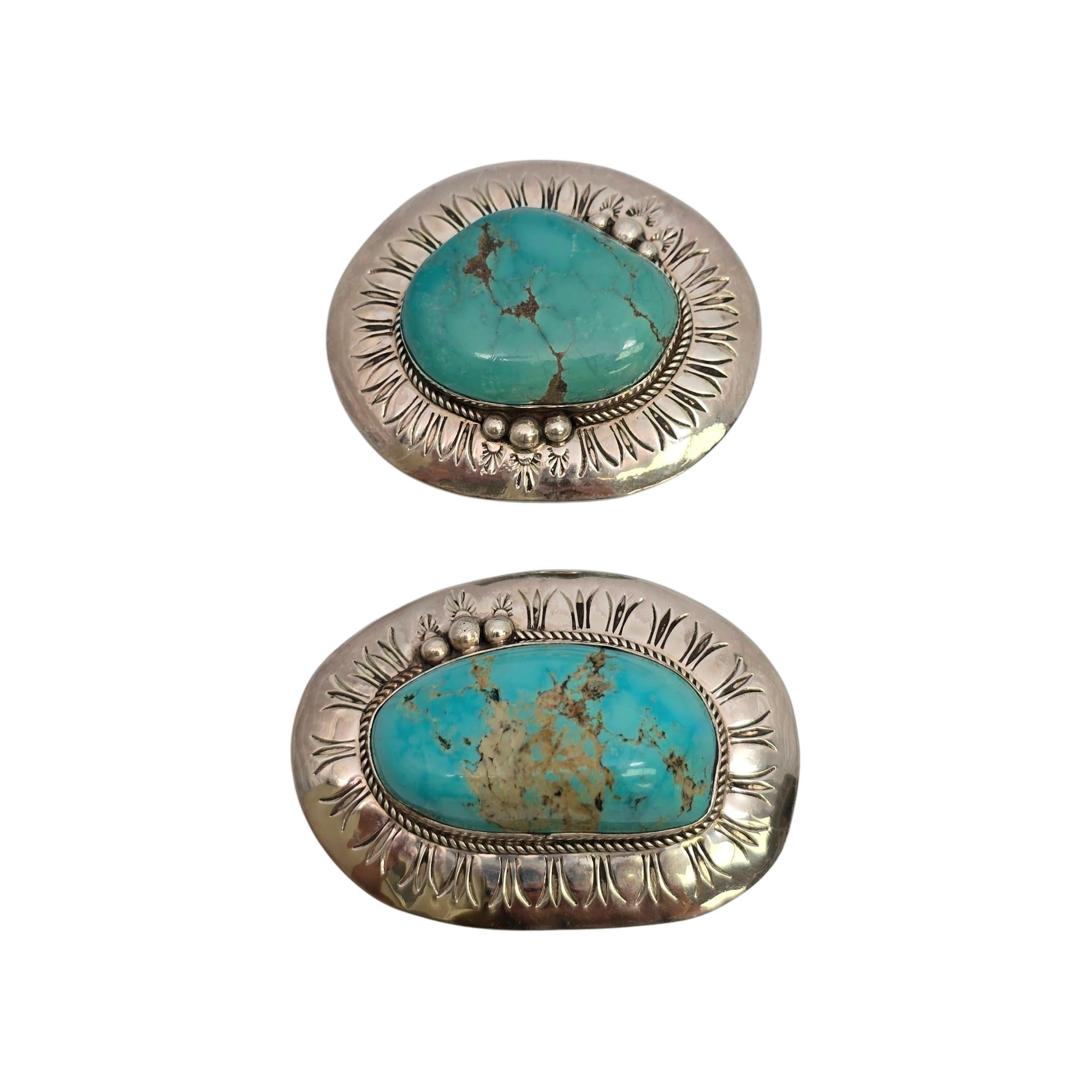 Fibbia da cintura in turchese e conchiglie dei nativi americani Gale Self in argento sterling #23617 in vendita 1