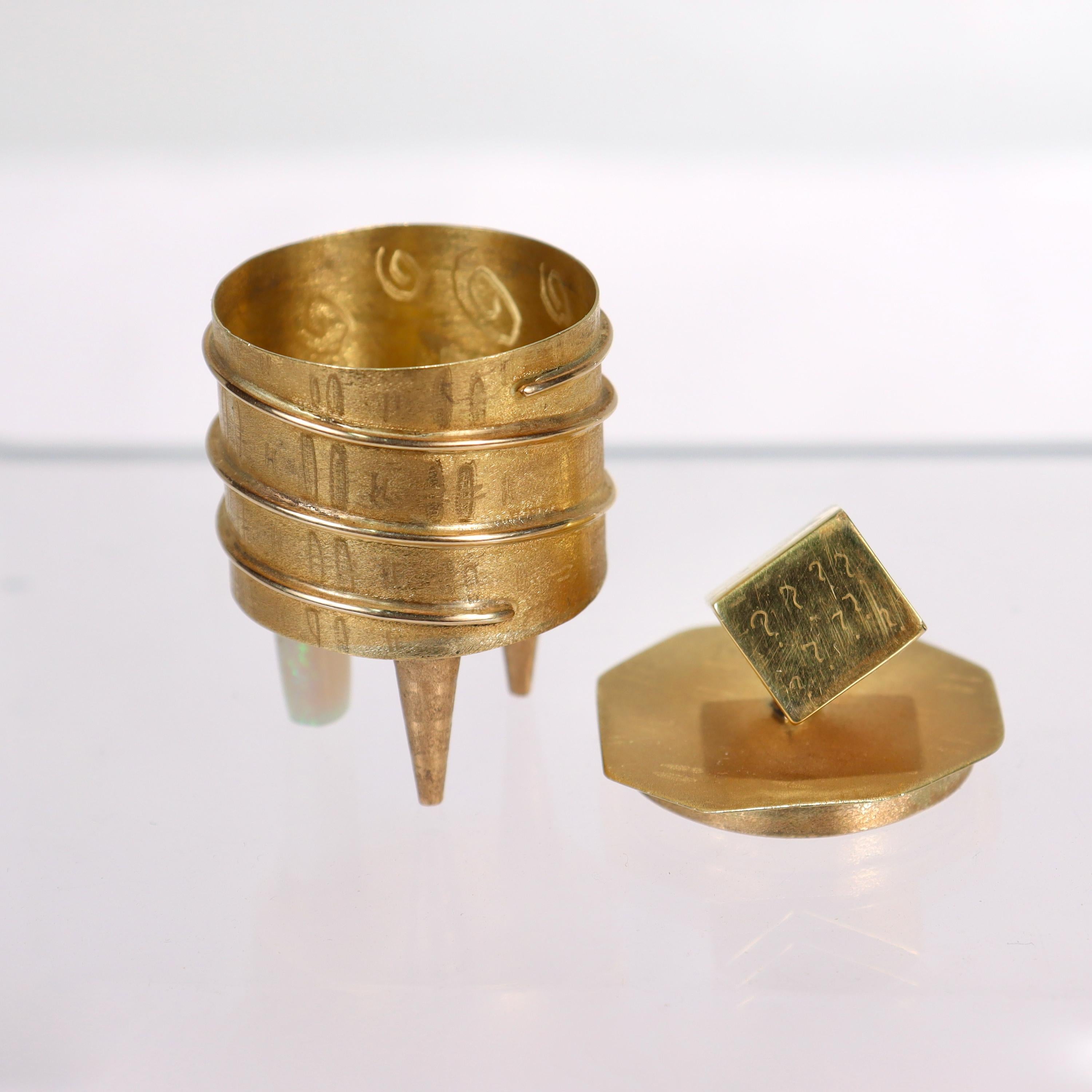 Native American Golden Spirit Box #1 in 18k Gold & Opal by Shawn Bluejacket 2