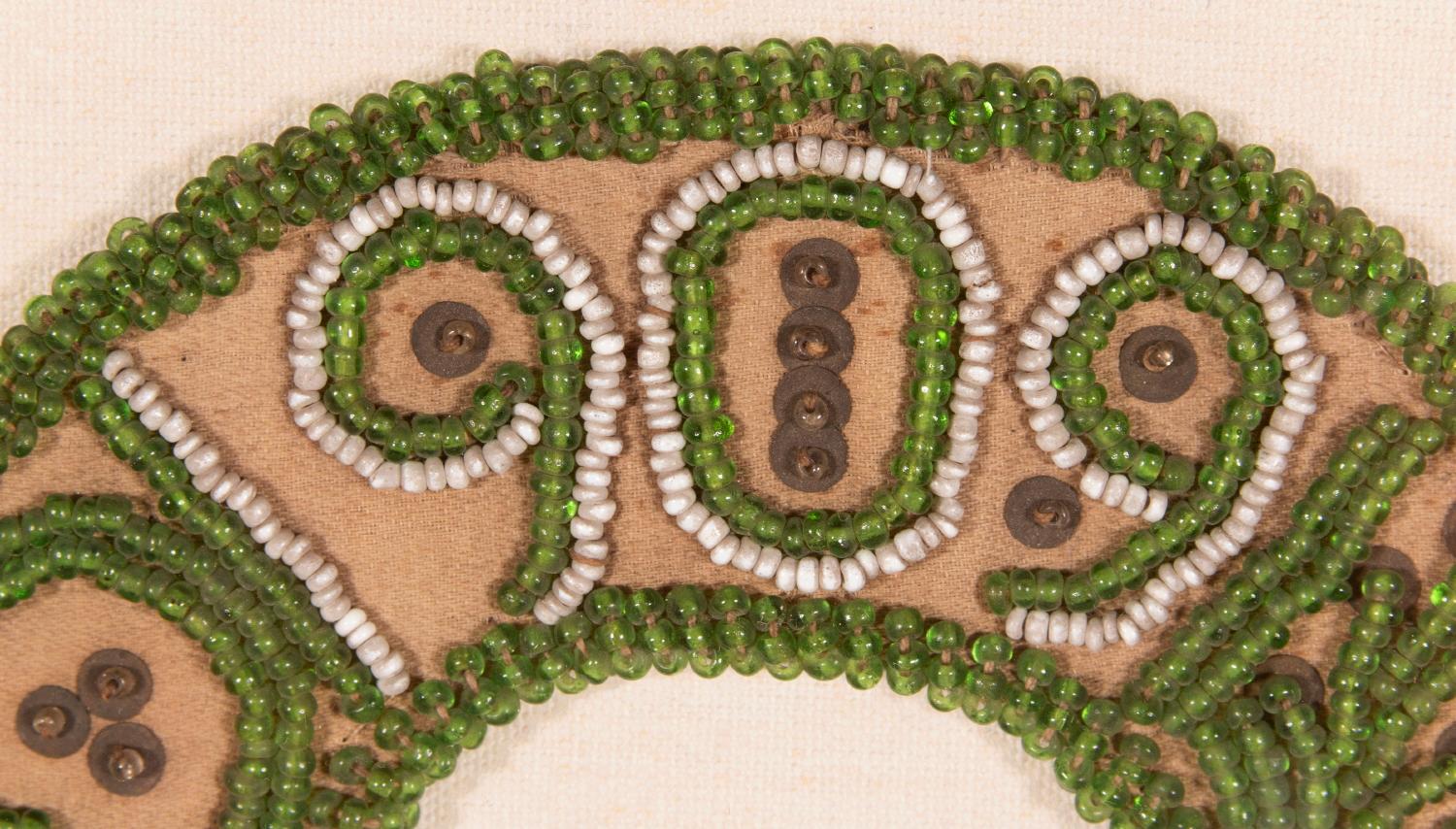 Native American “Good Luck” Horseshoe Beadwork Whimsey, Dated 1909, Iroquois, Upstate, New York

Iroquois Indian beaded whimsy, made in upstate New York, in the Niagara Falls region. Dated 1909, pieces such as this were produced by Native
