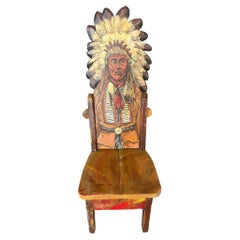 Native American Hand Painted Folk Art Chair