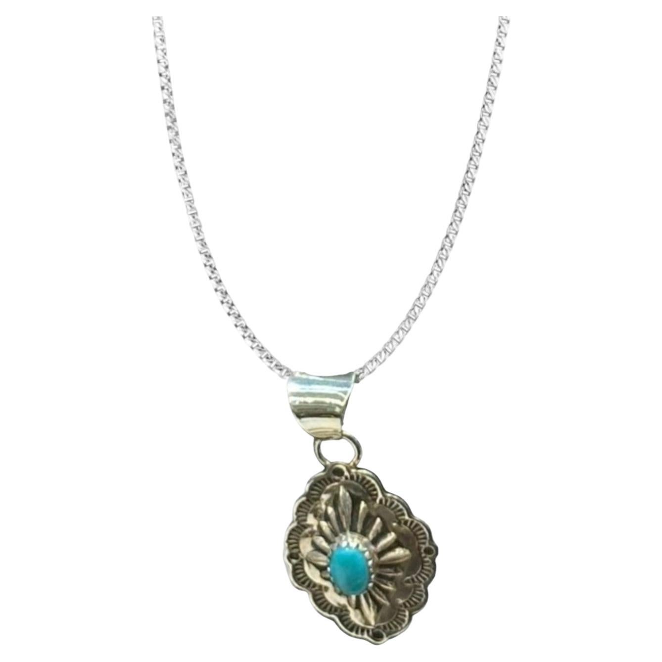 Native American Handmade Kingman Pendant - Sterling Silver and ...