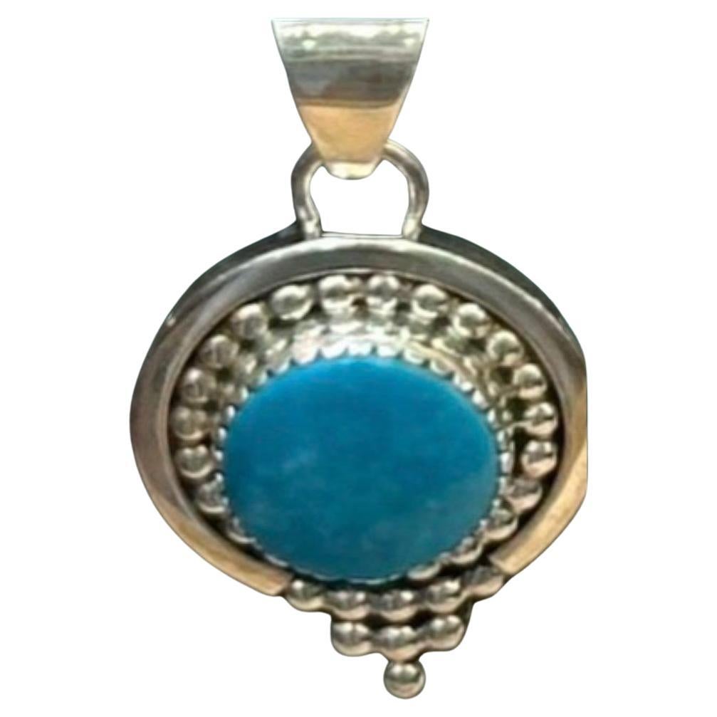 Native American Handmade Sterling Silver and Turquoise Pendant