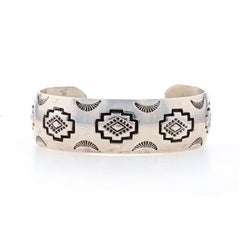 Native American Harry R. Morgan Navajo Cuff Bracelet 6 1/2" Sterling 925 Pattern