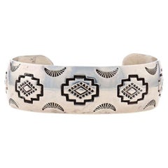 Native American Harry Morgan Navajo Cuff Bracelet 6 1/2" Sterling 925 Pattern
