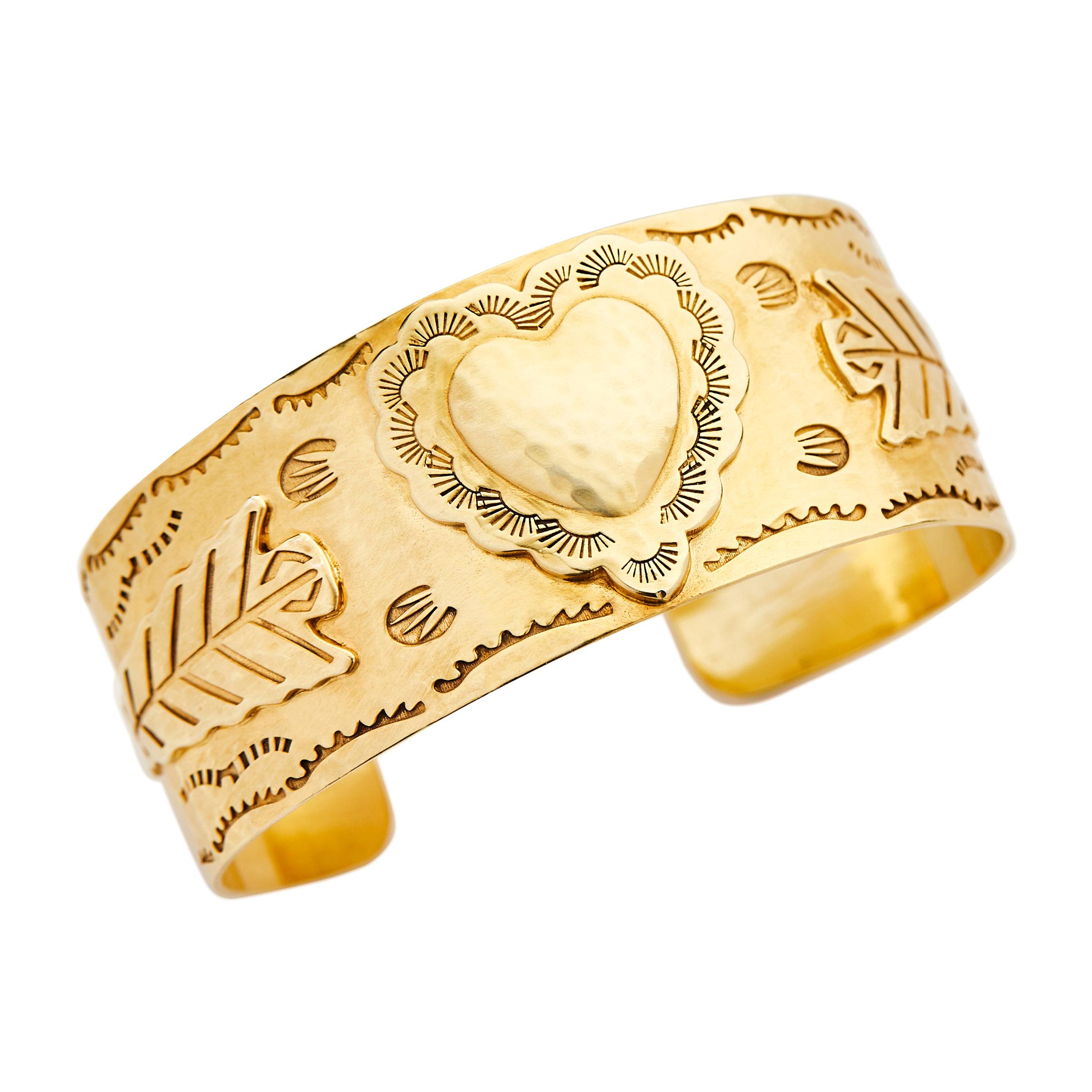 Heart Cuff 18 Karat Gold For Sale