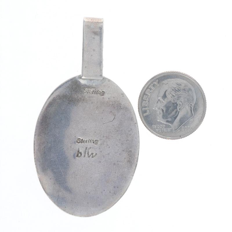 Native American Hematite Solitaire Pendant - Sterling Silver 925 In Excellent Condition In Greensboro, NC